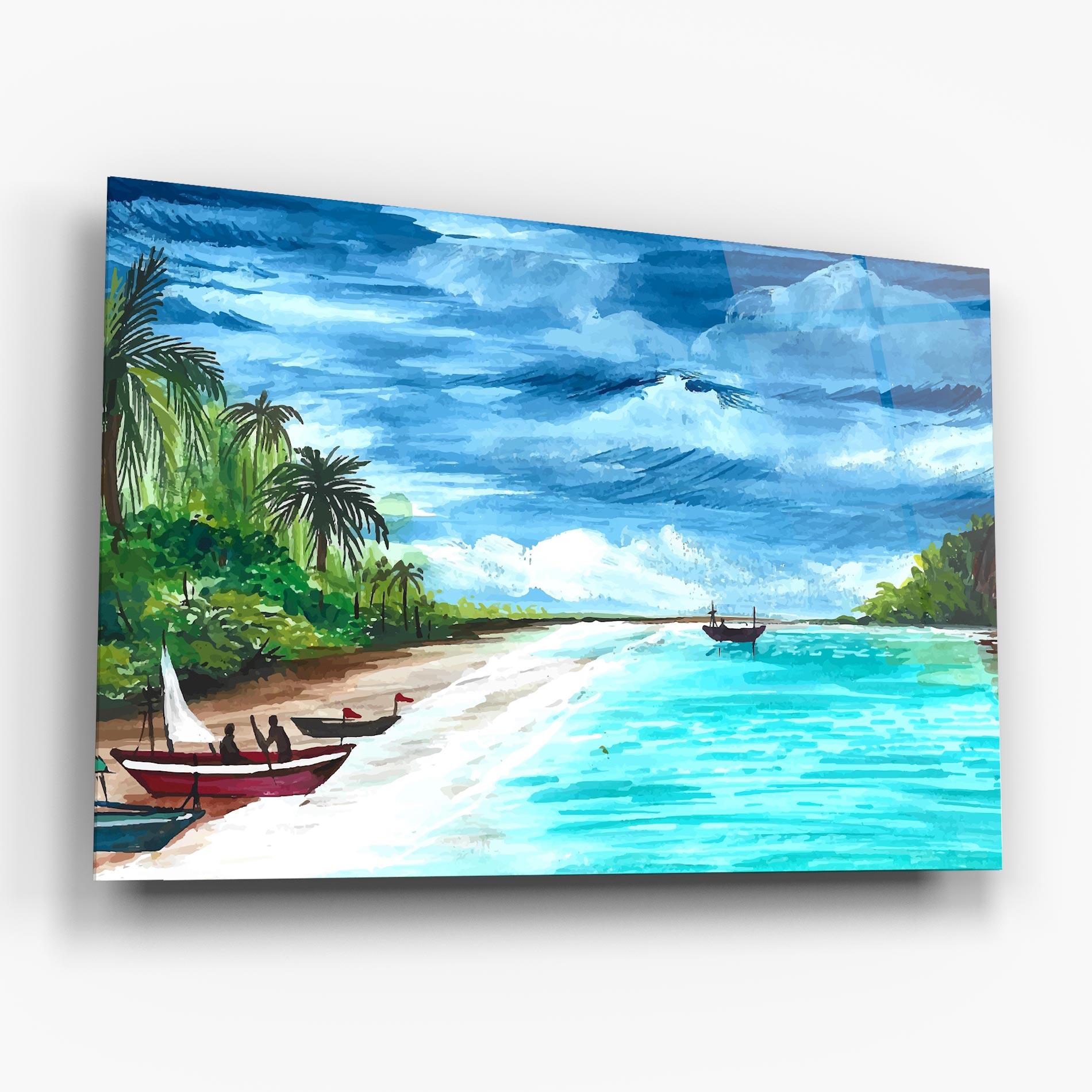 Glasbild Beach Painting Art mockup 6