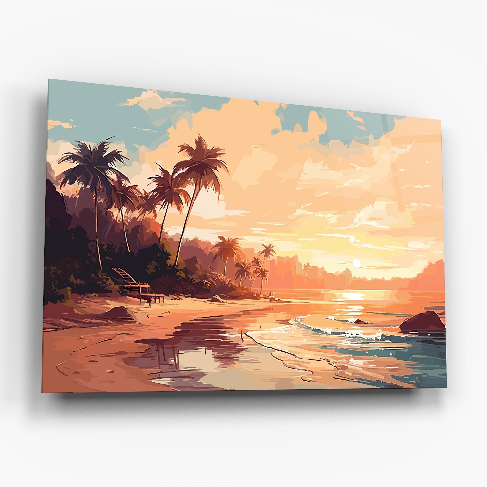 Glasbild Blue Orange Beach mockup 6