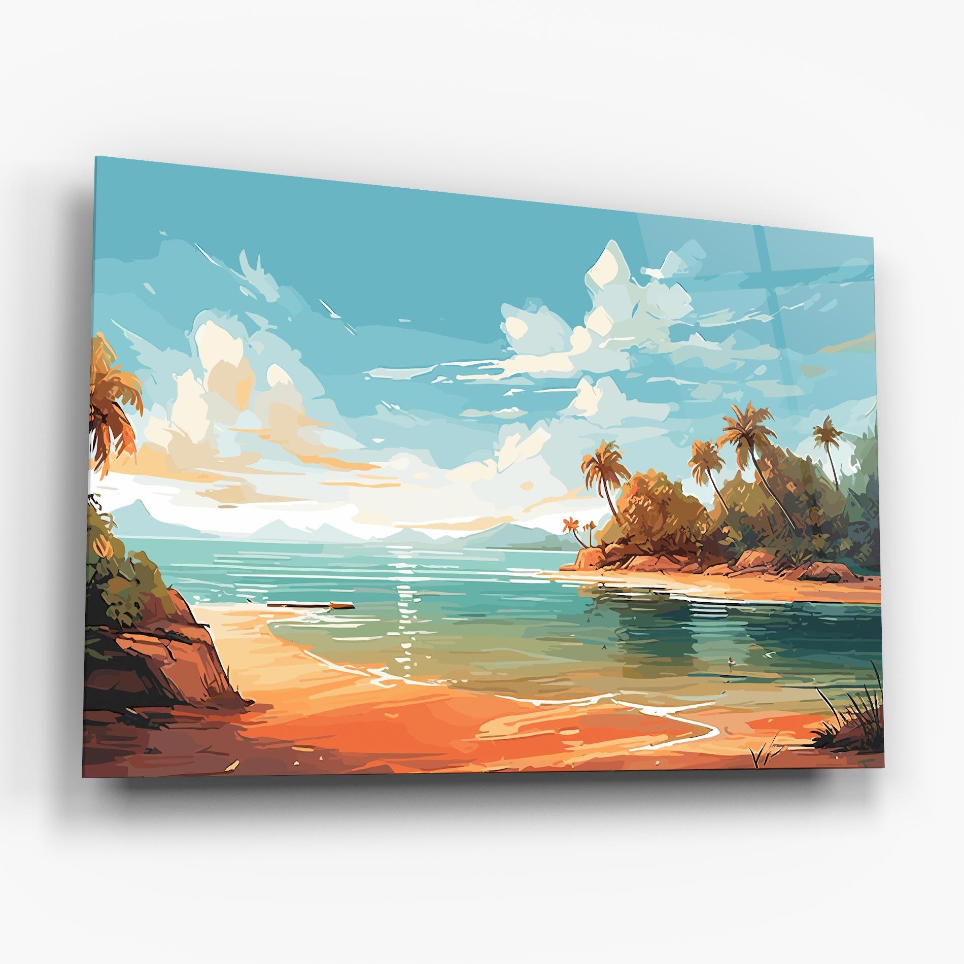 Glasbild Blue Sky Beach mockup 6