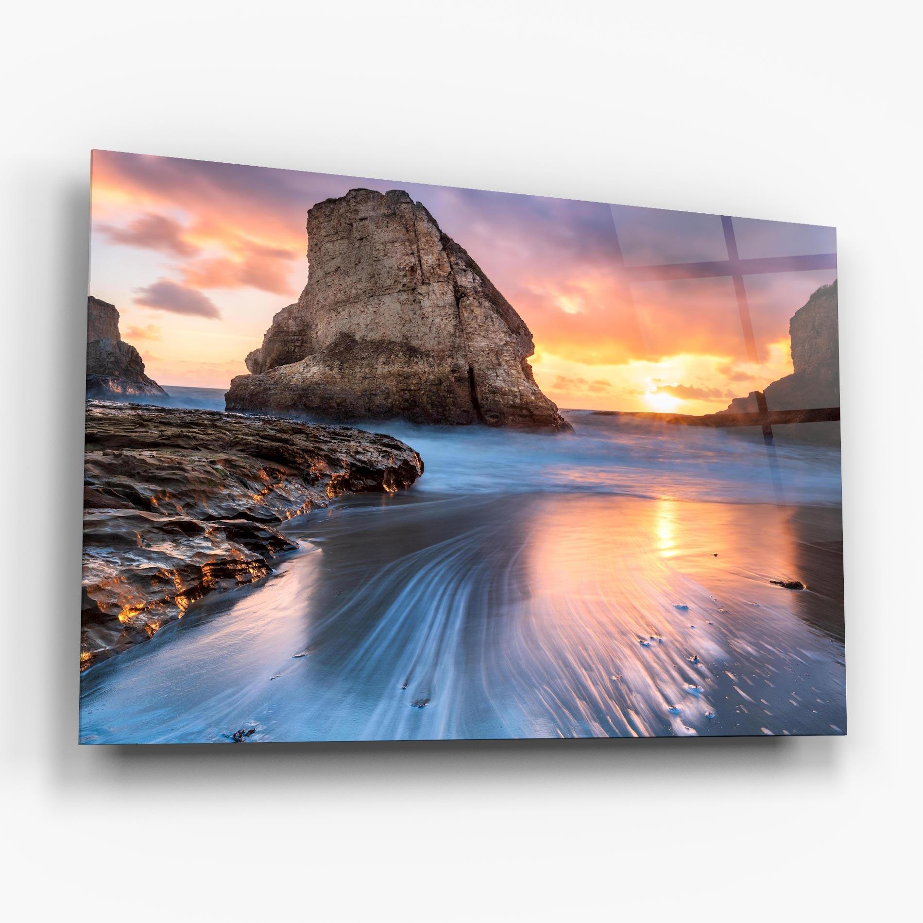 Glasbild Blue Sunset Beach mockup 6