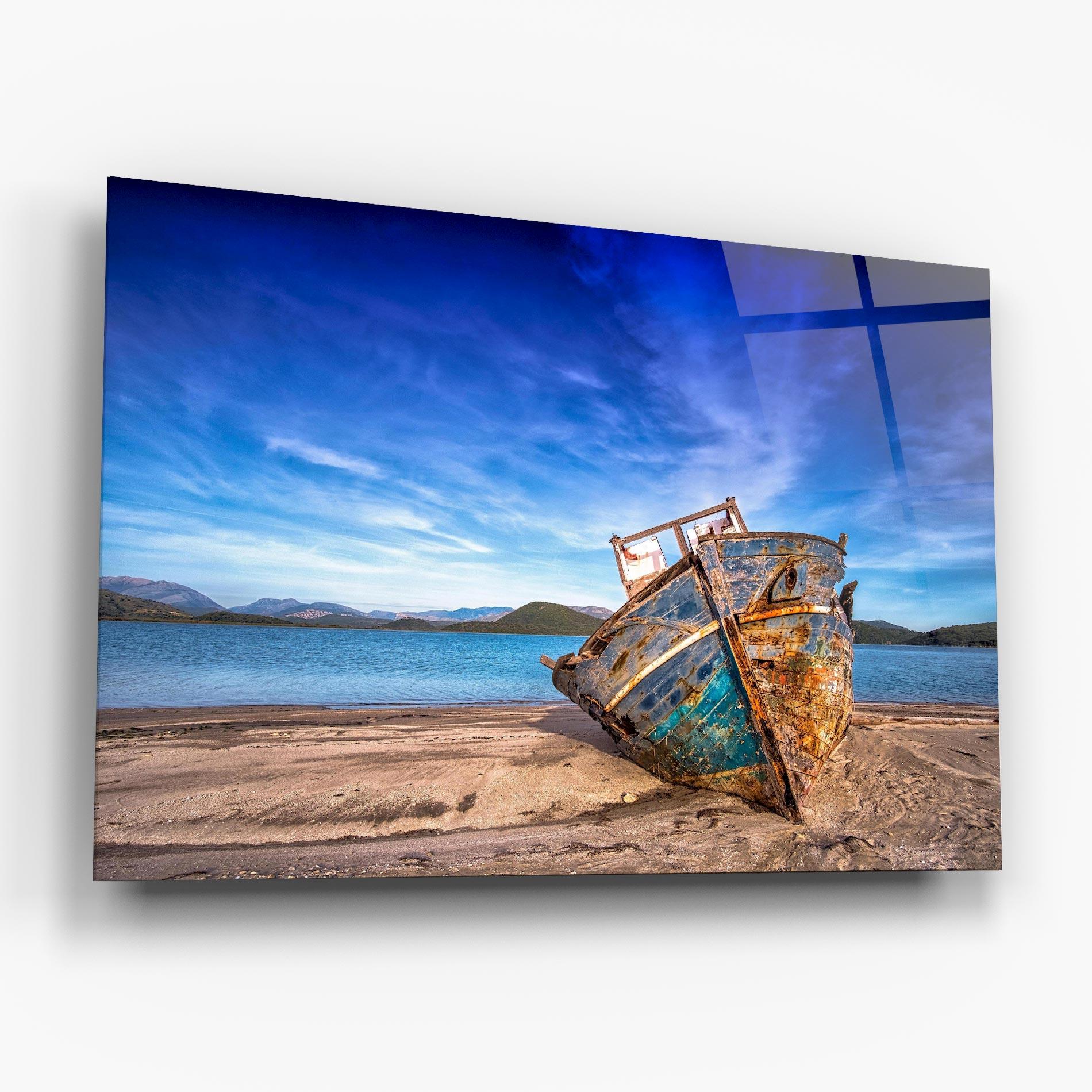 Glasbild Boat Blue Sky mockup 6