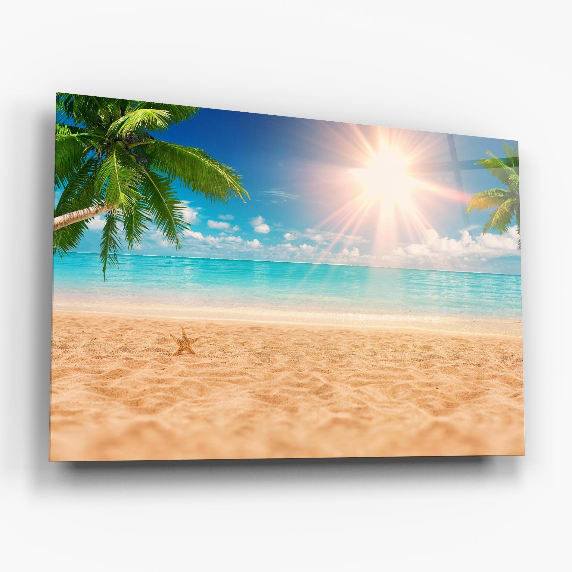 Glasbild Exotic Beach Ocean mockup 6