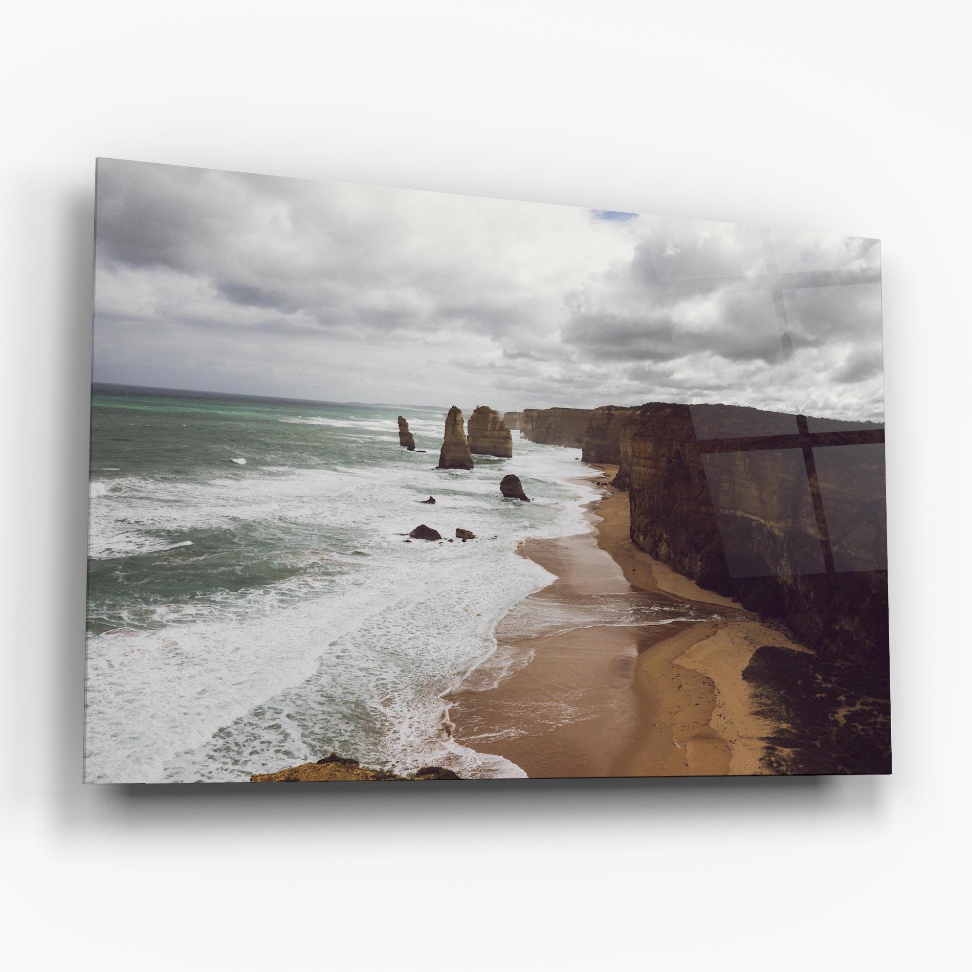 Glasbild Grey Clouds Beach mockup 6