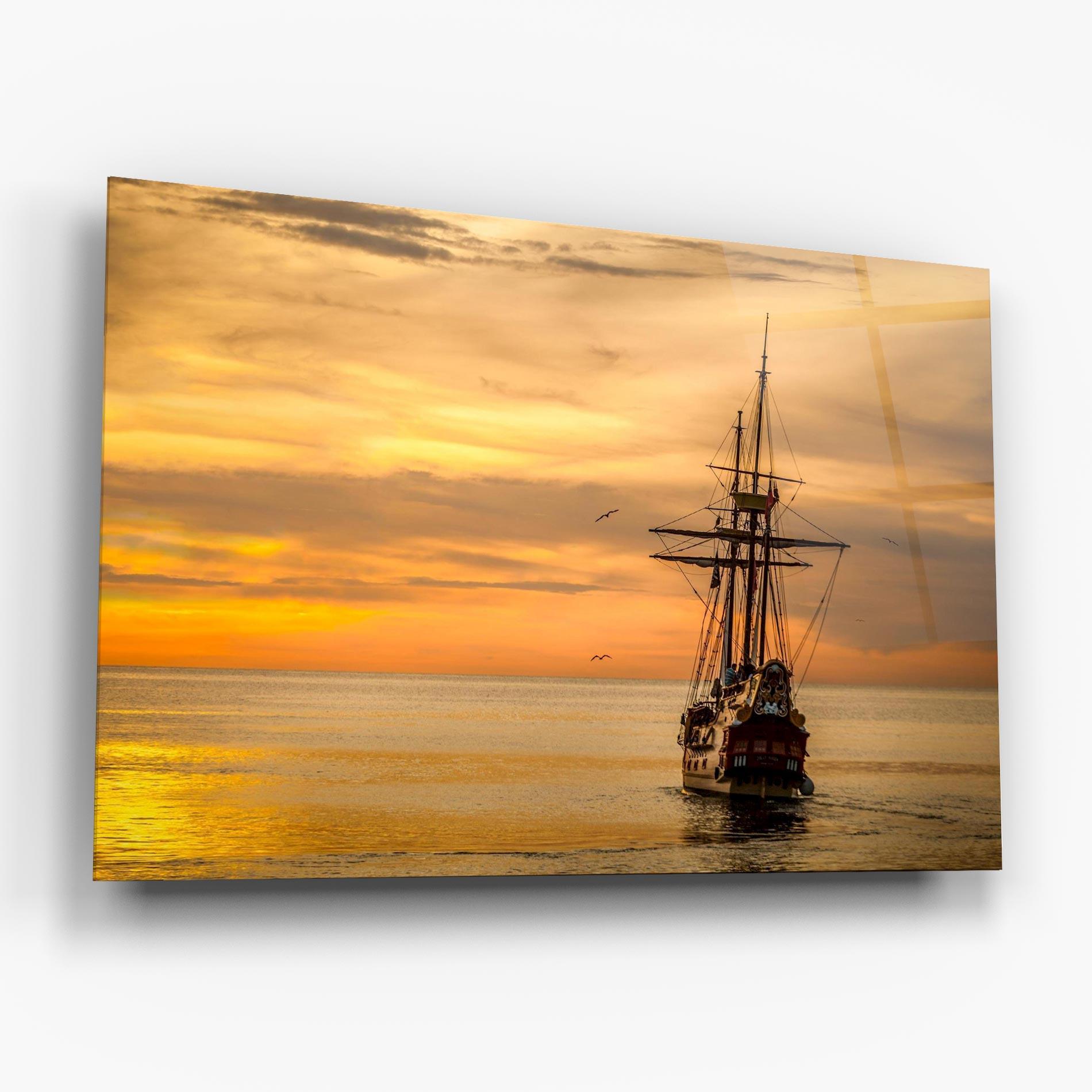 Glasbild Sunset Over The Sea mockup 6