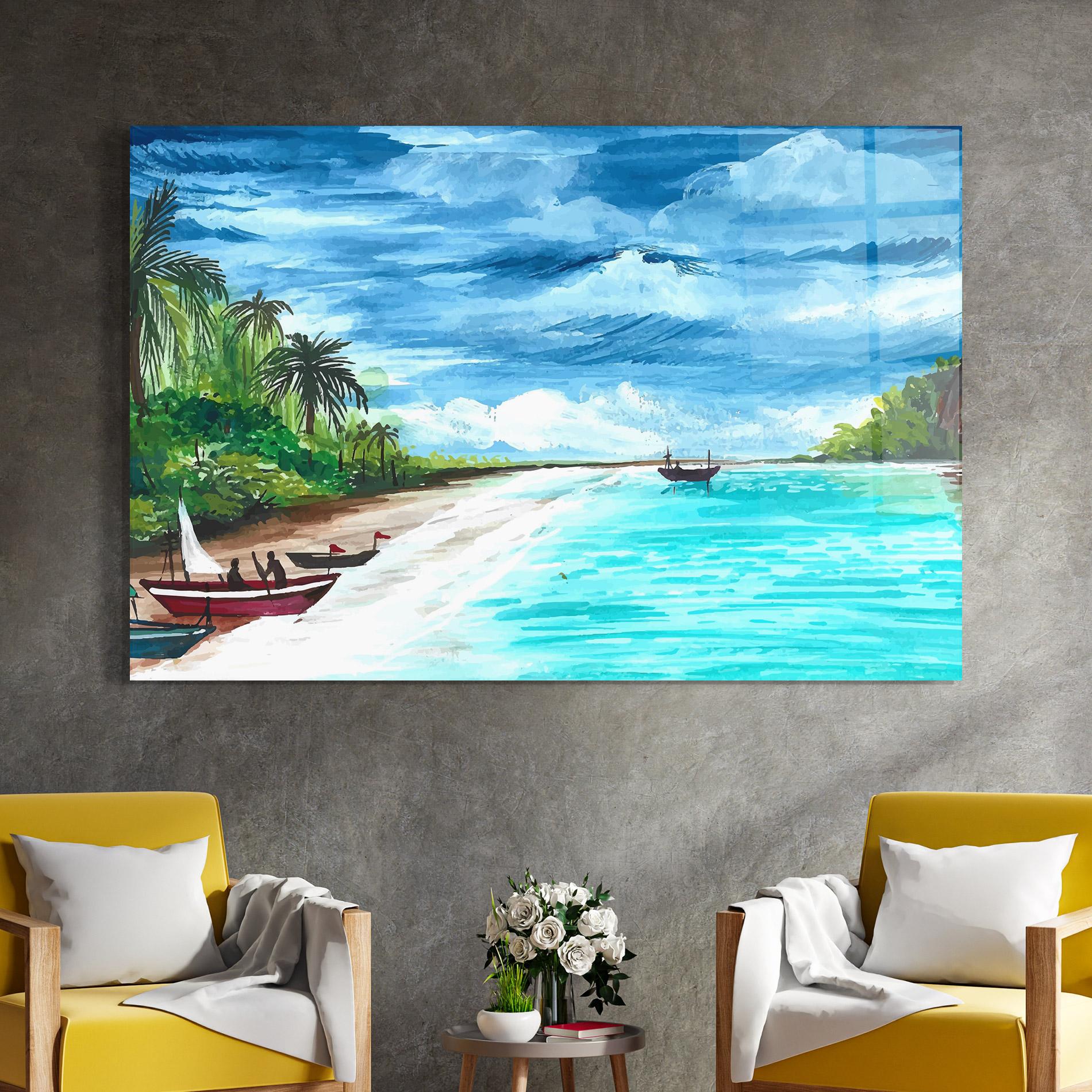 Glasbild Beach Painting Art mockup 4