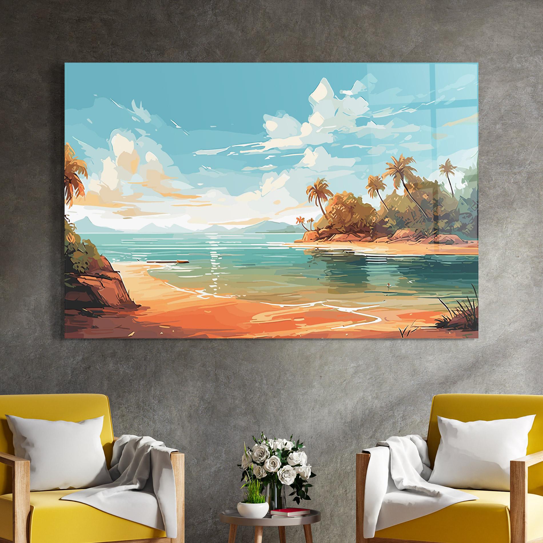 Glasbild Blue Sky Beach mockup 4