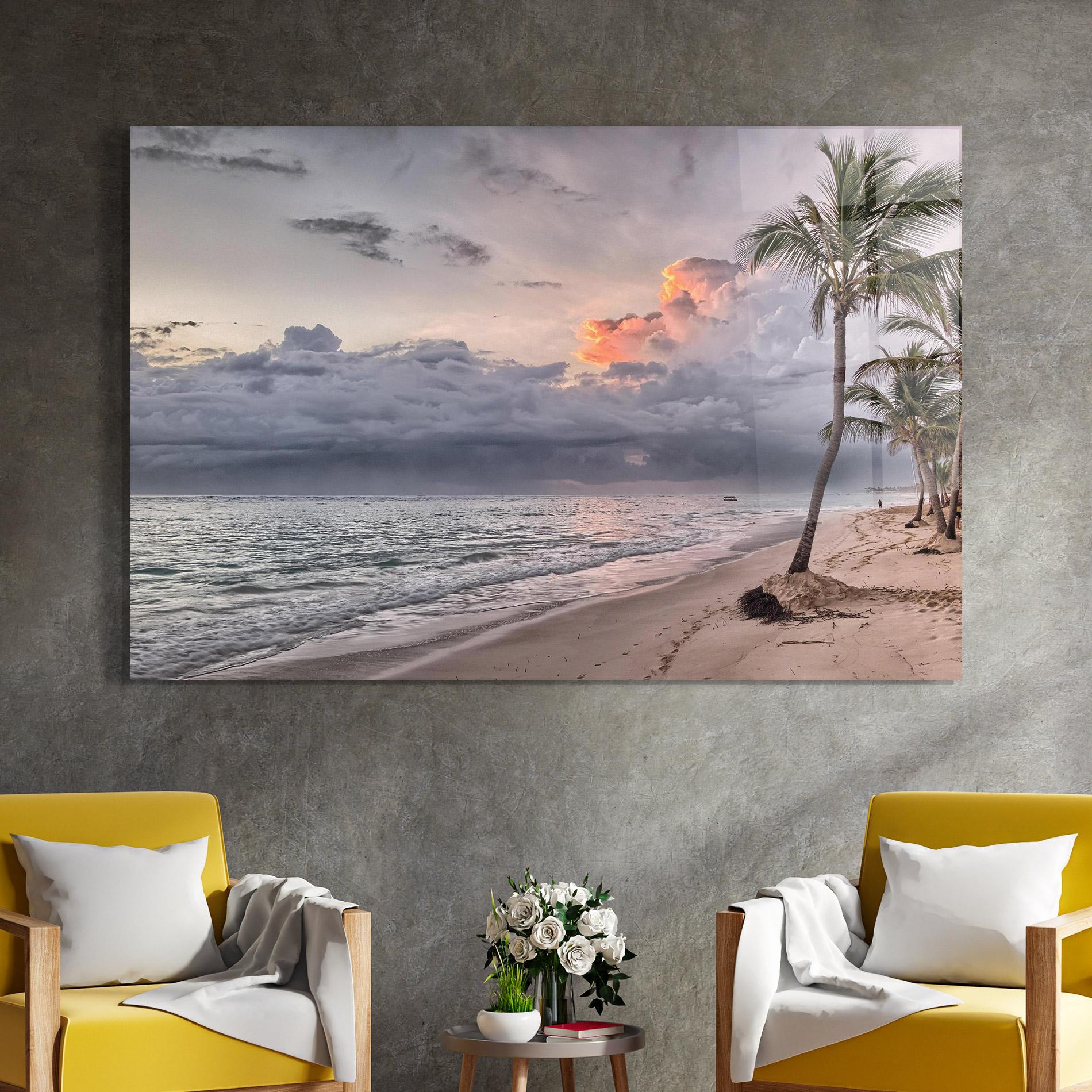 Glasbild Cloudy Beach mockup 4