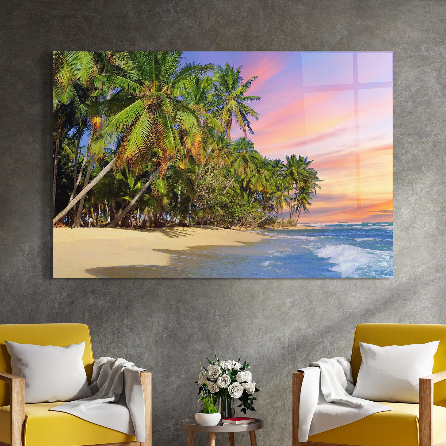 Glasbild Coconut Tree Sunset mockup 4