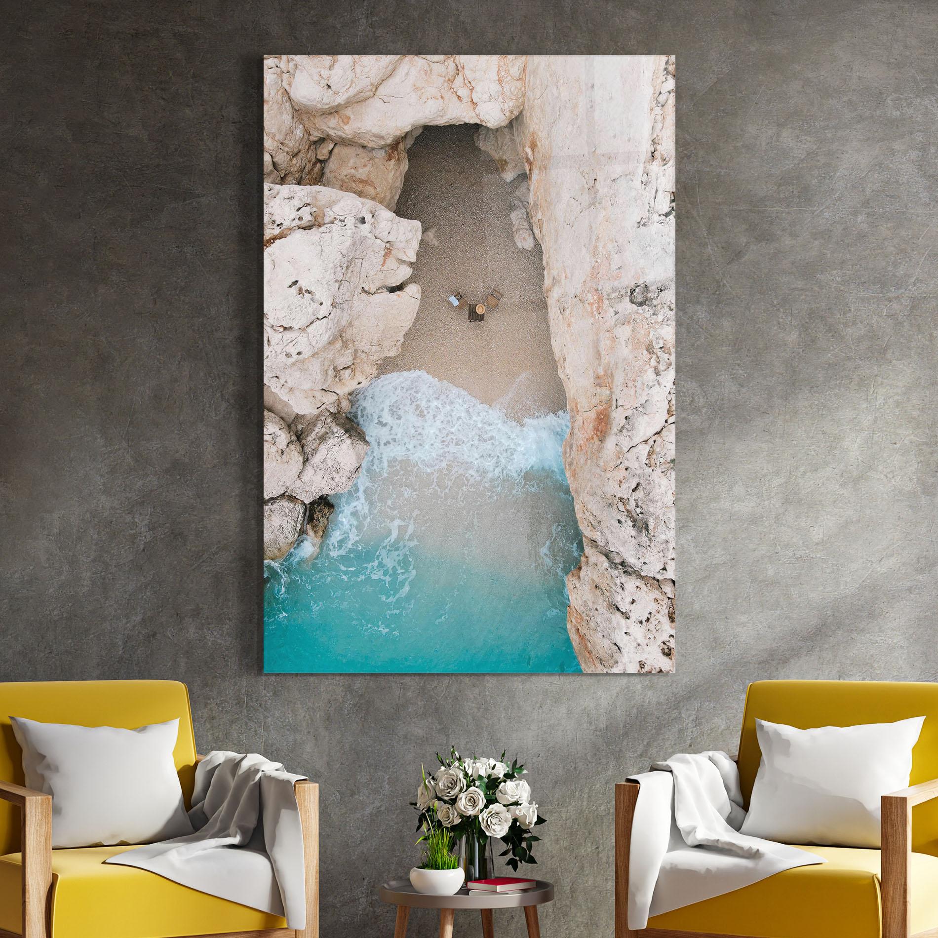 Glasbild Private White Cave mockup 4