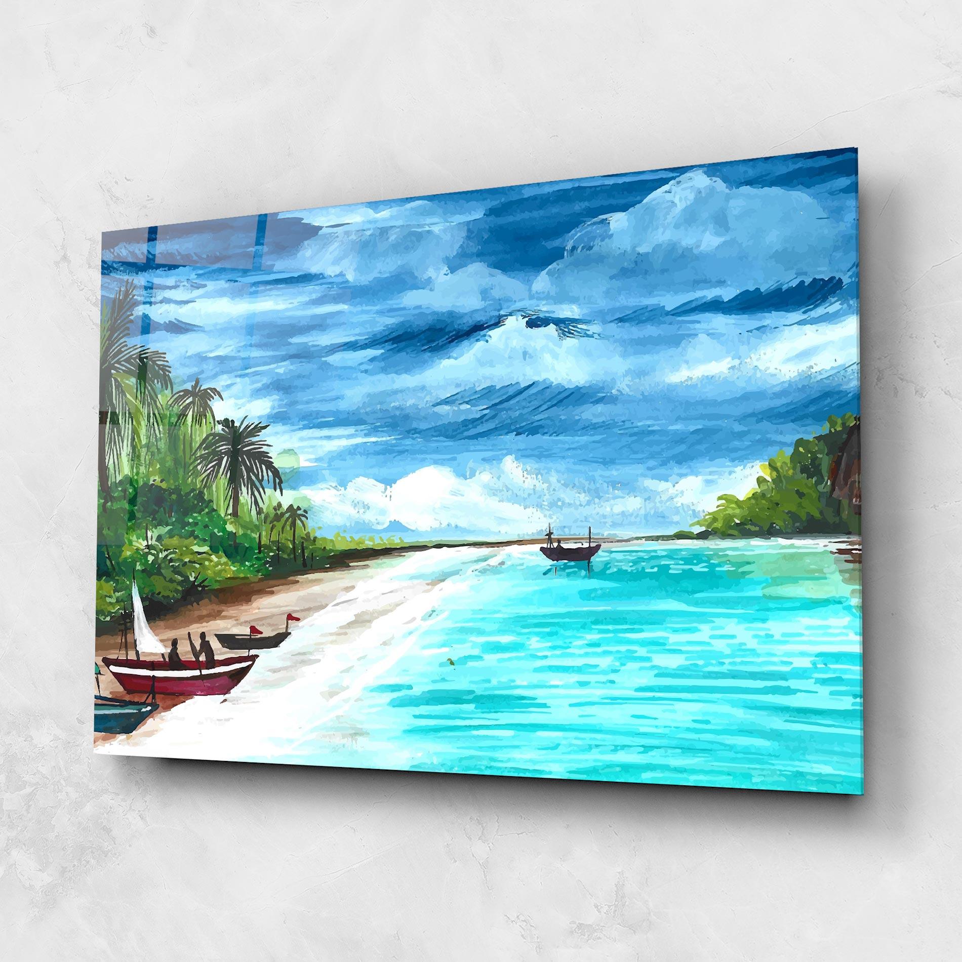 Glasbild Beach Painting Art mockup 1