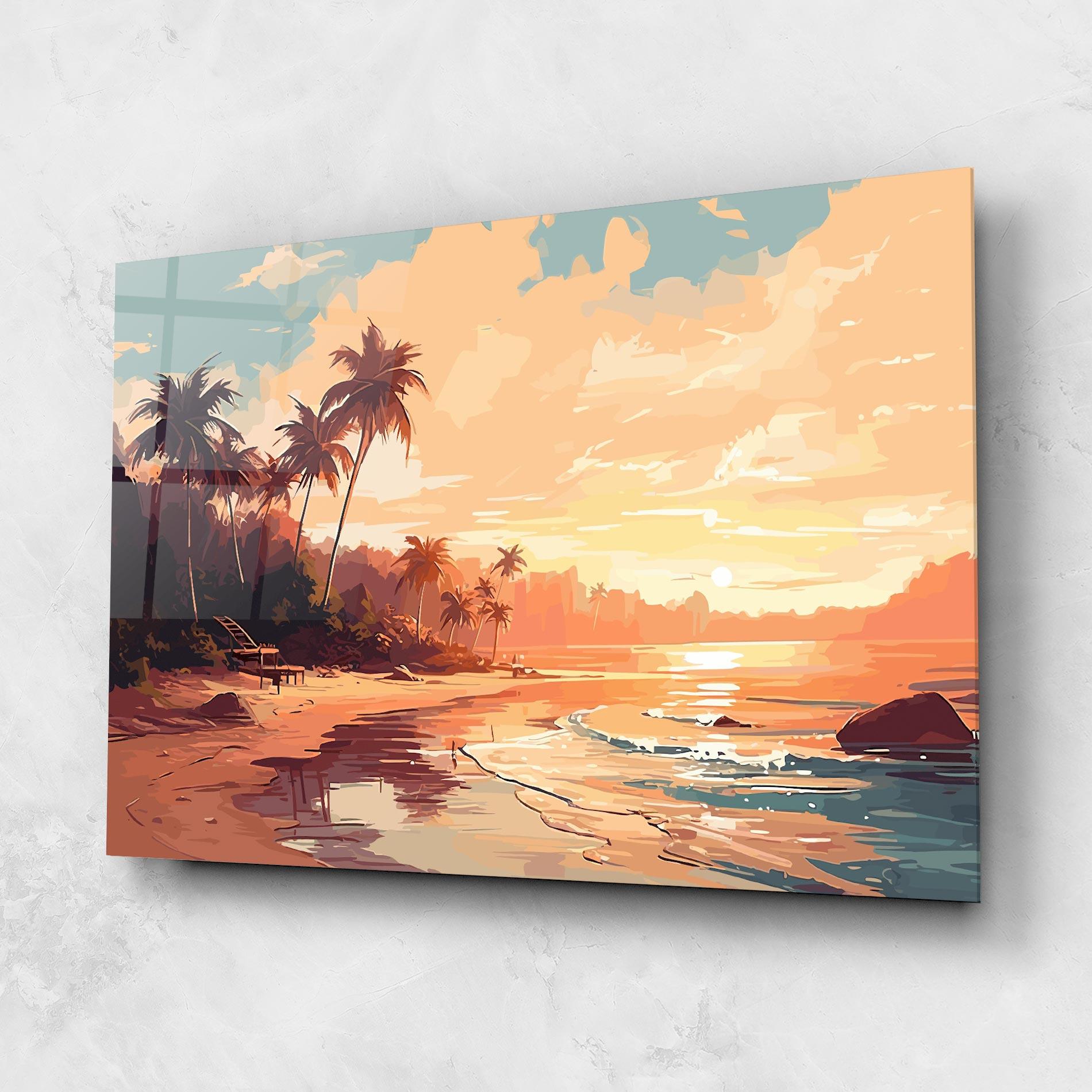 Glasbild Blue Orange Beach mockup 1