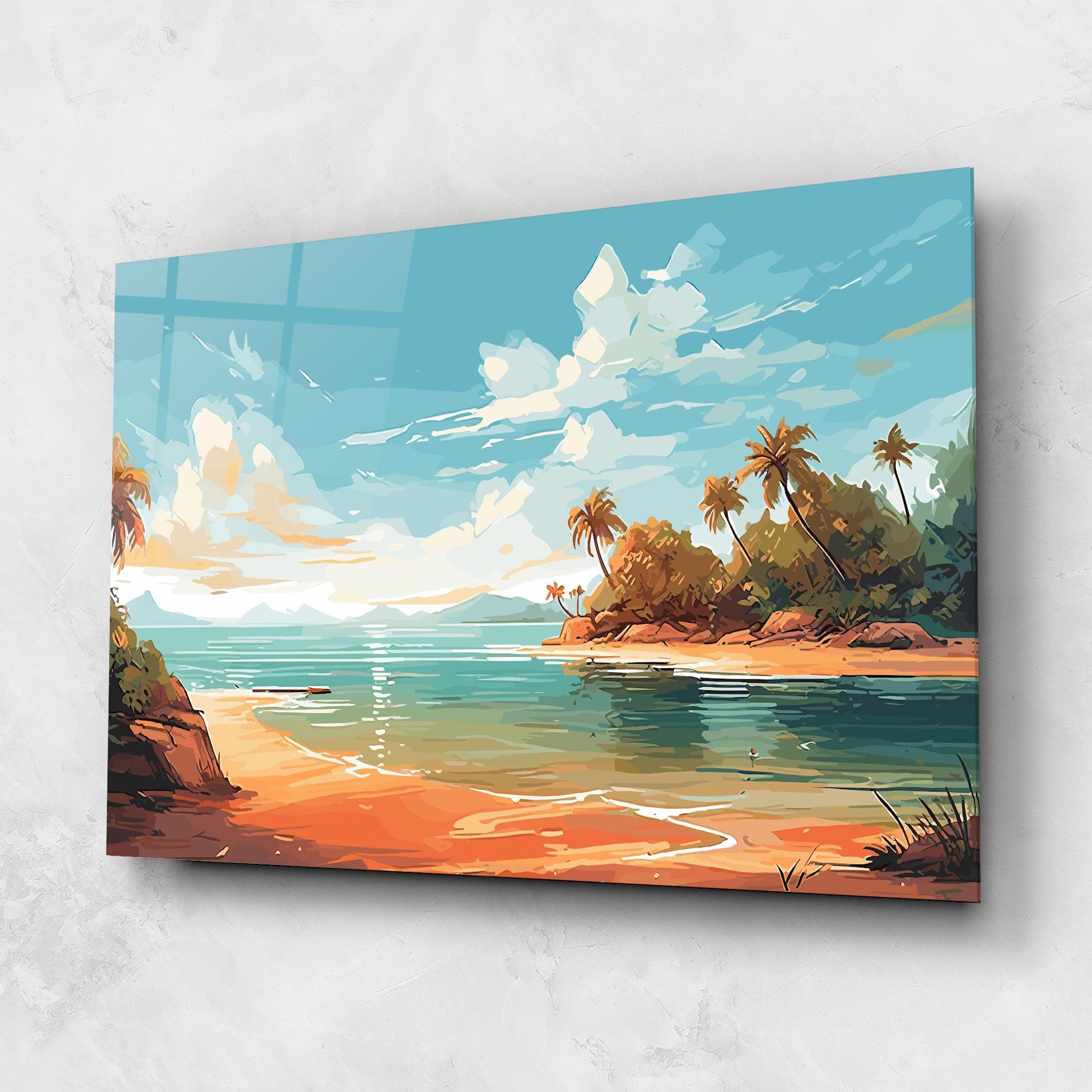 Glasbild Blue Sky Beach mockup 1