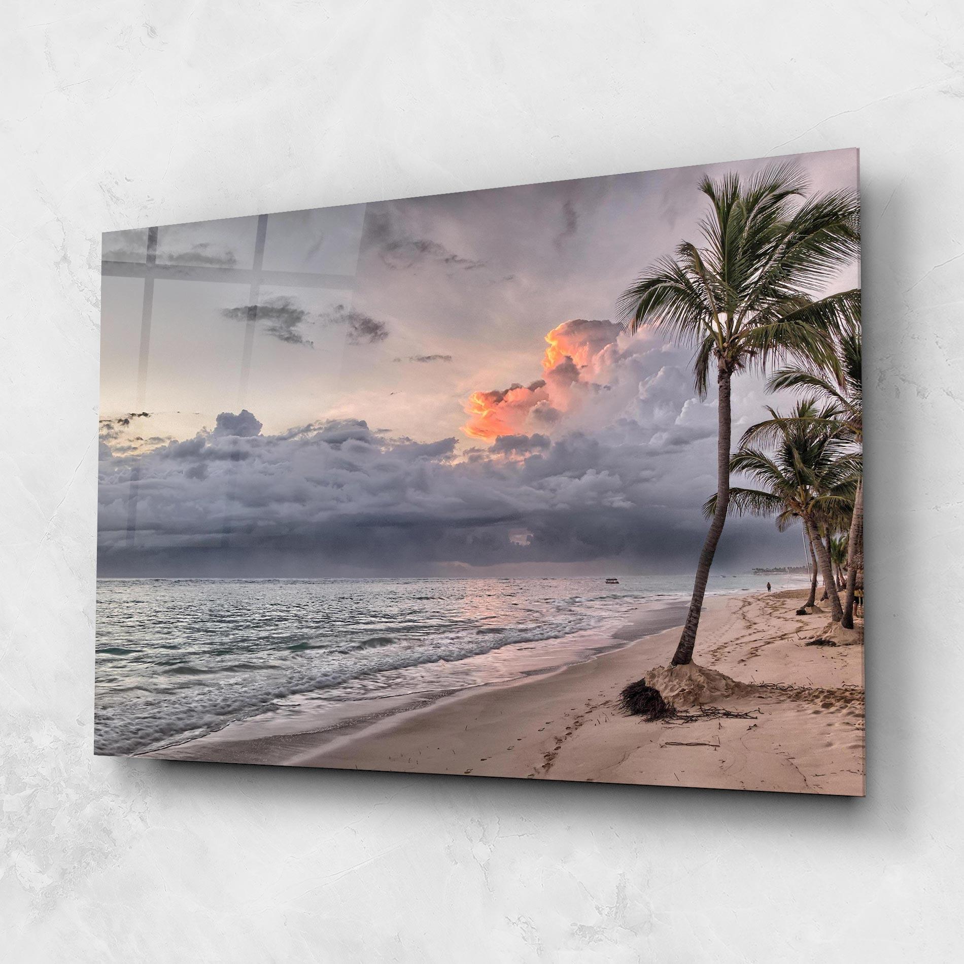 Glasbild Cloudy Beach mockup 1