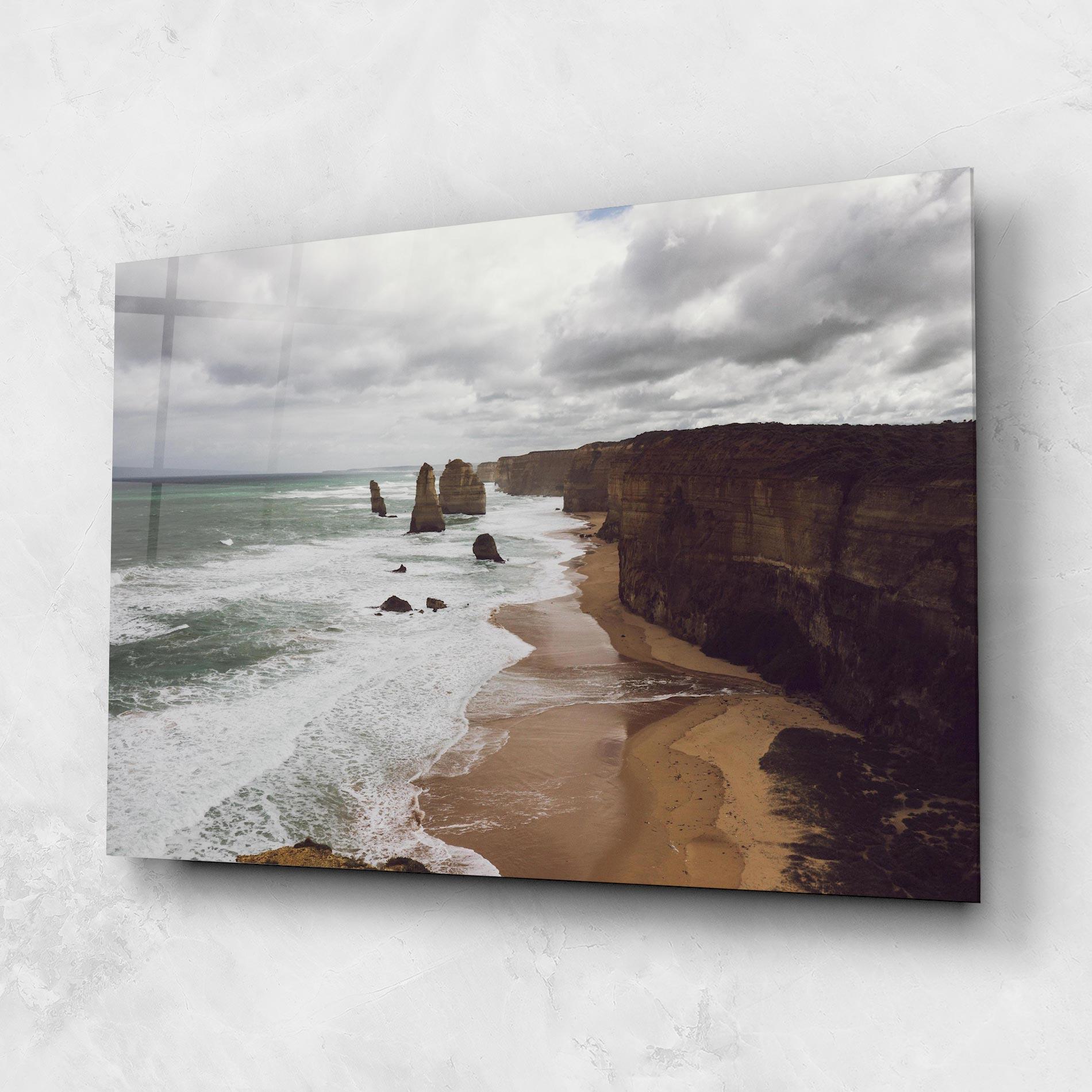 Glasbild Grey Clouds Beach mockup 1