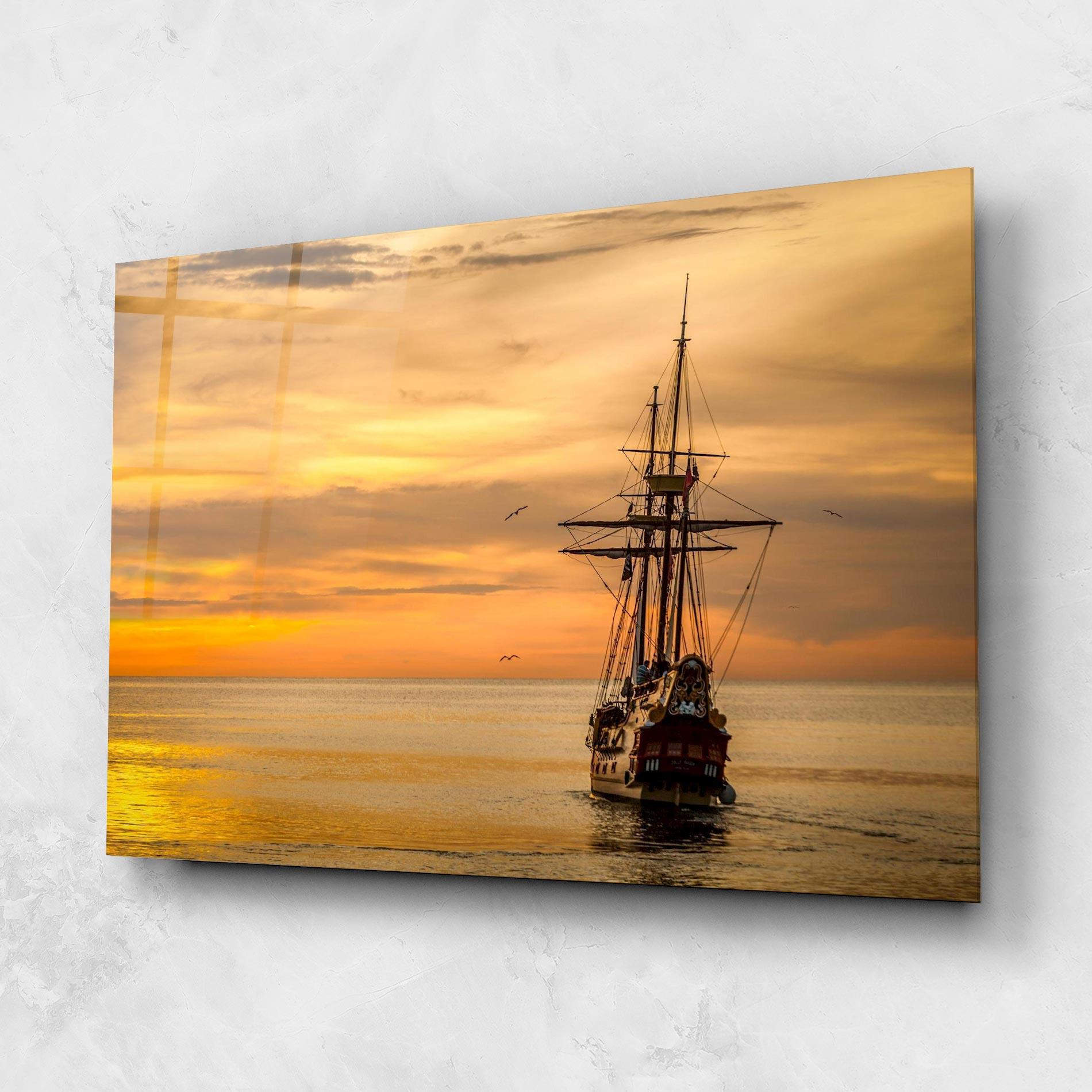 Glasbild Sunset Over The Sea mockup 1