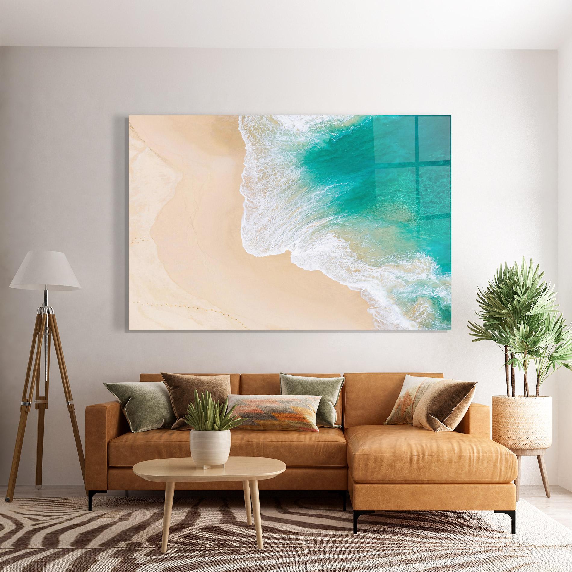 Glasbild Beautiful Blue Waves mockup 7