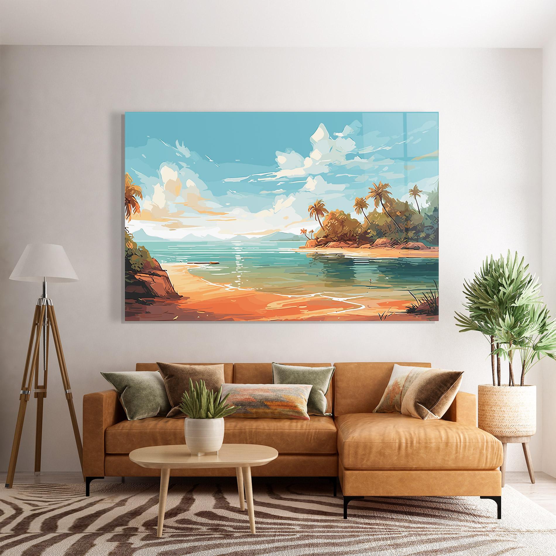 Glasbild Blue Sky Beach mockup 7