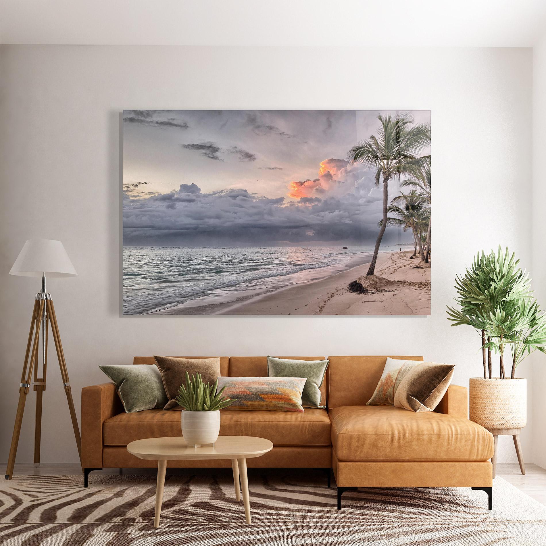 Glasbild Cloudy Beach mockup 7