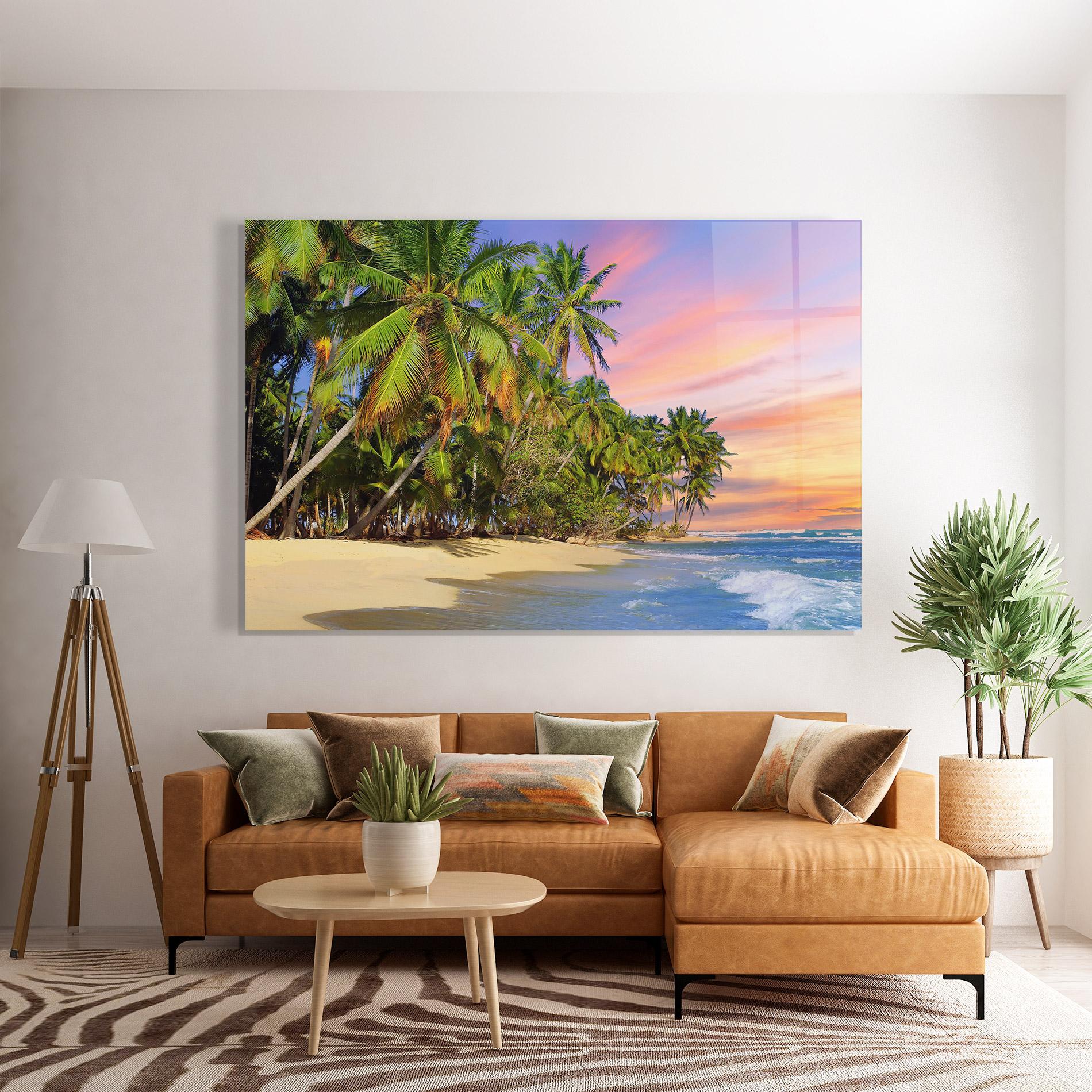 Glasbild Coconut Tree Sunset mockup 7
