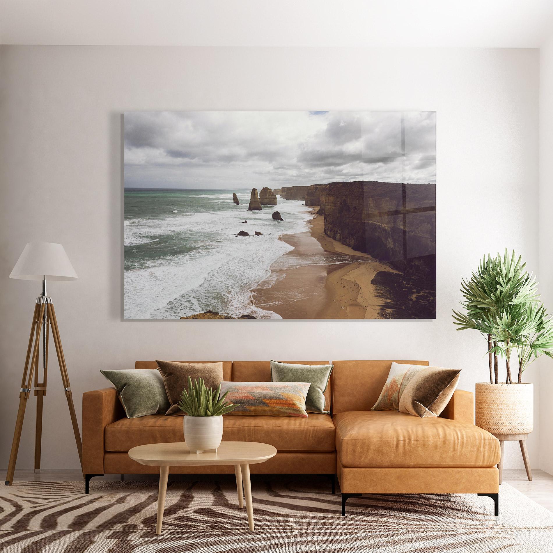 Glasbild Grey Clouds Beach mockup 7