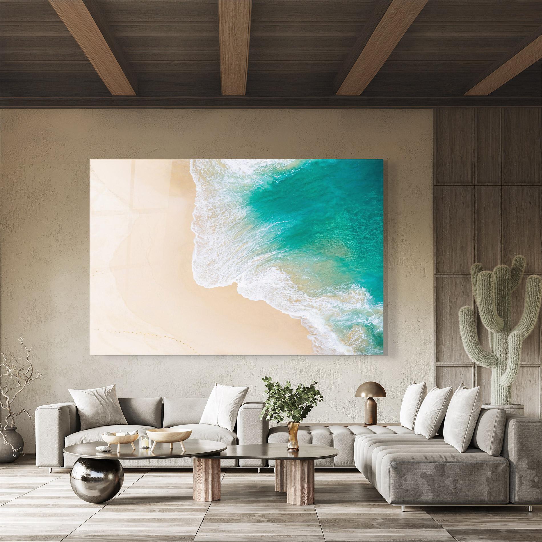 Glasbild Beautiful Blue Waves mockup 8