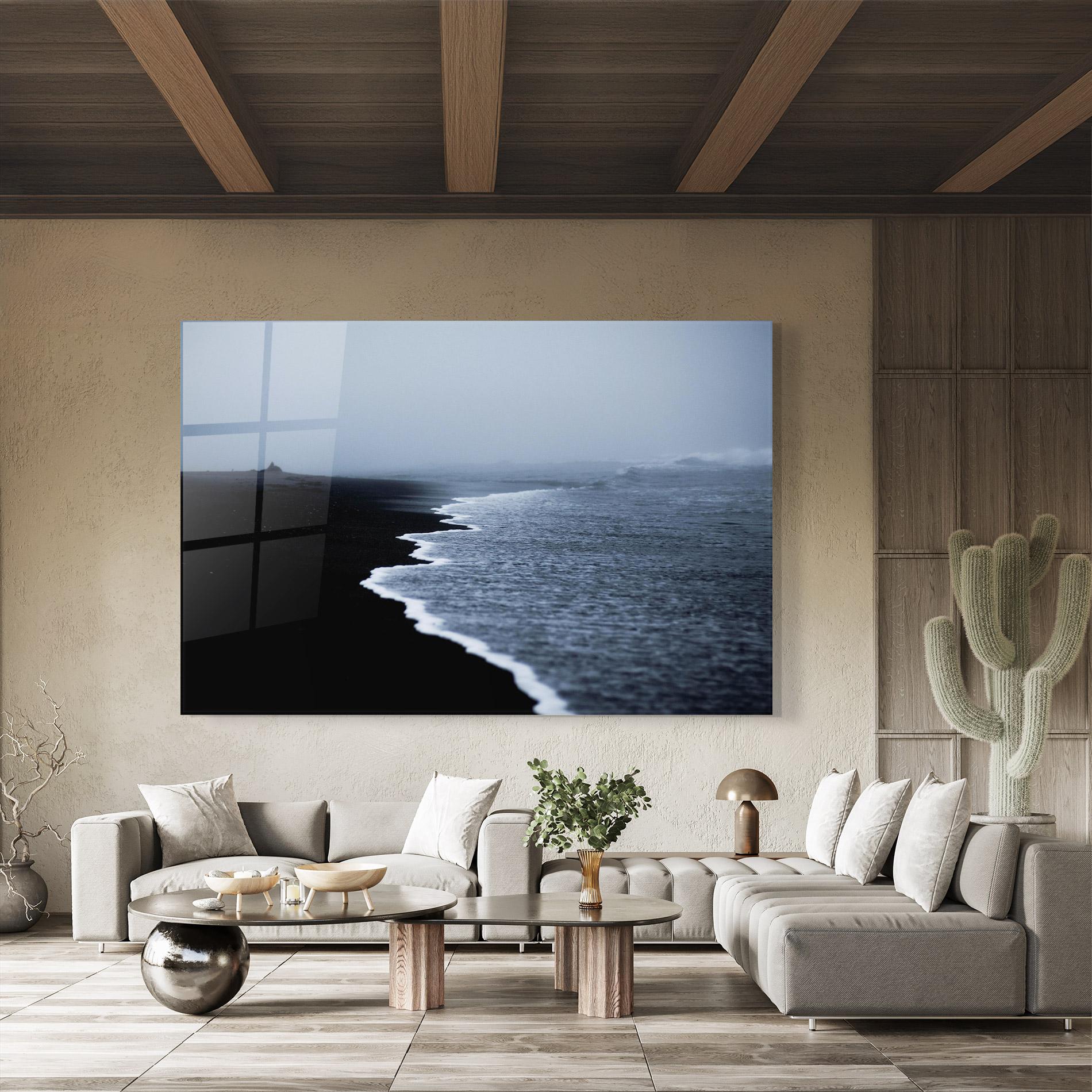 Glasbild Black Beach View mockup 8