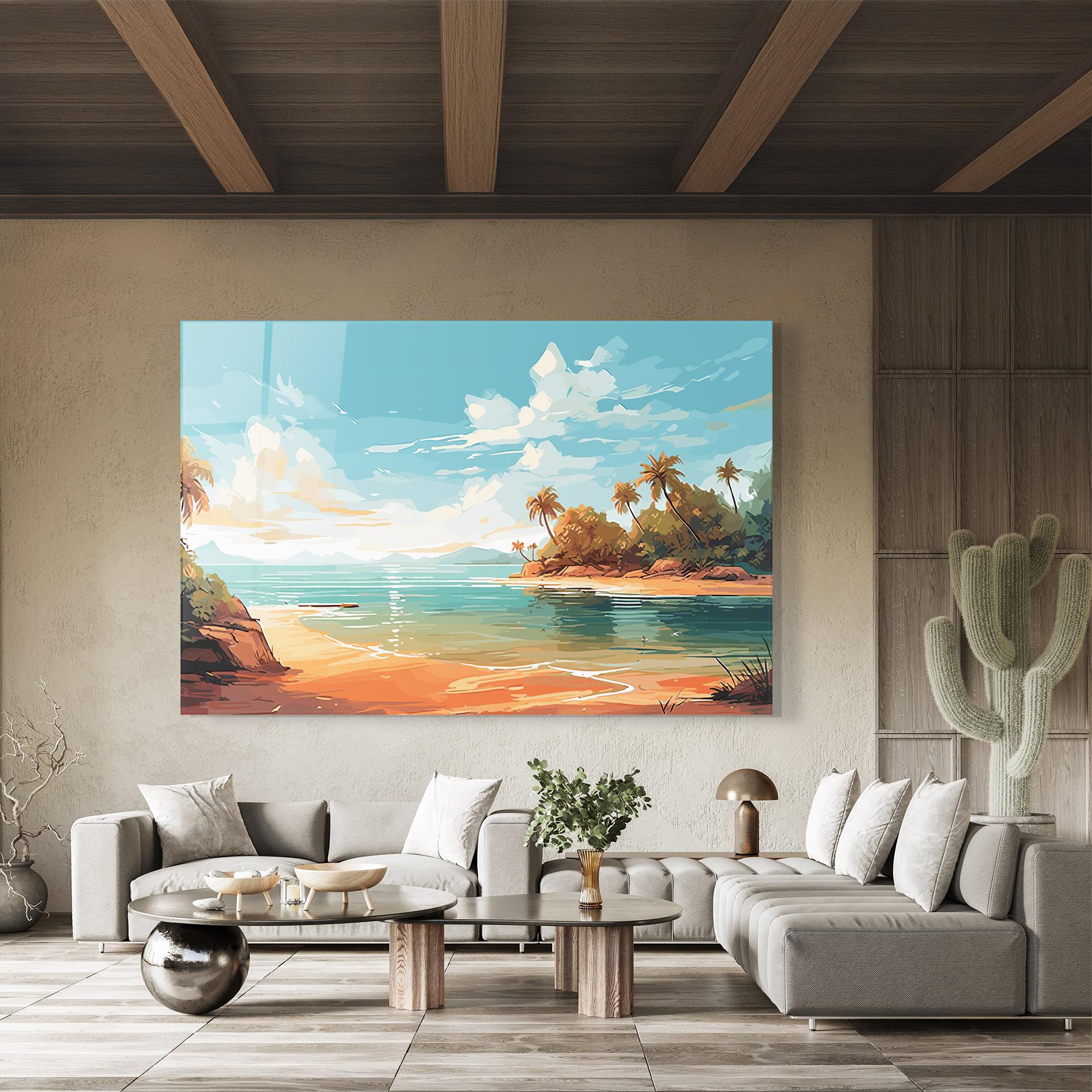 Glasbild Blue Sky Beach mockup 8