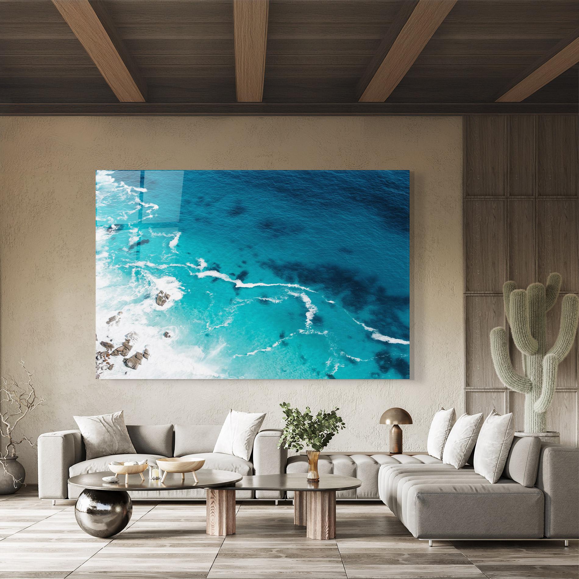 Glasbild Blue Water Beach mockup 8