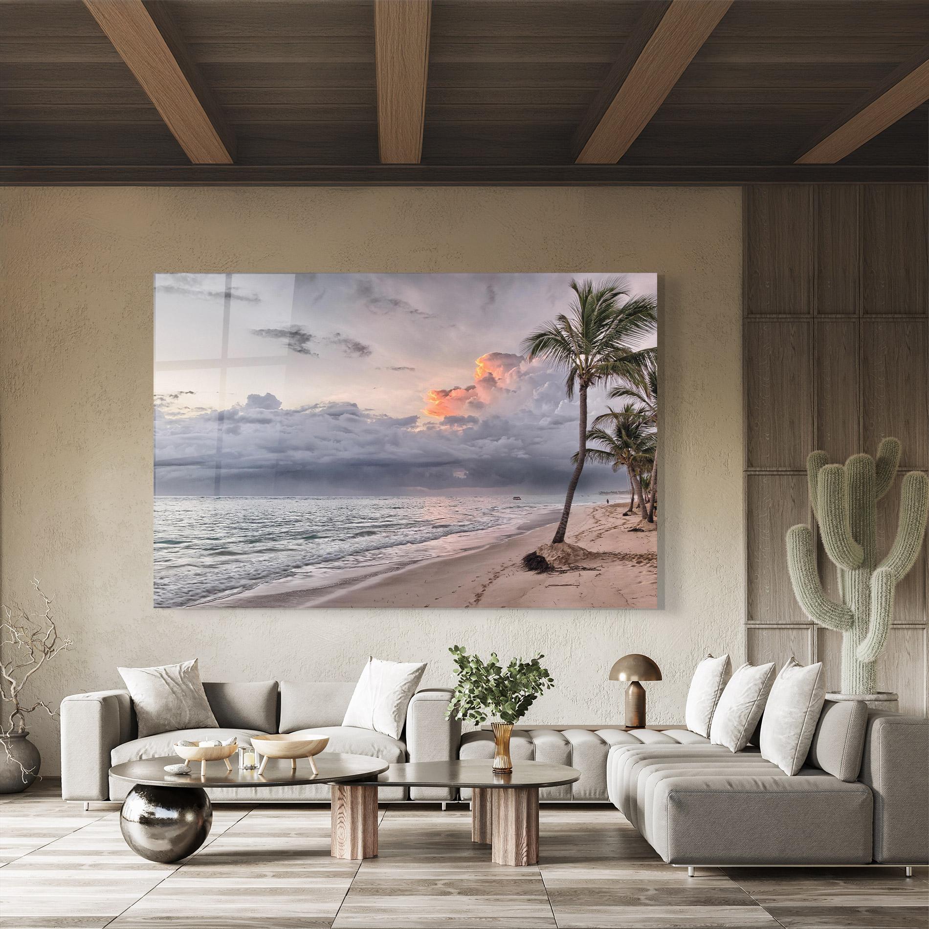 Glasbild Cloudy Beach mockup 8