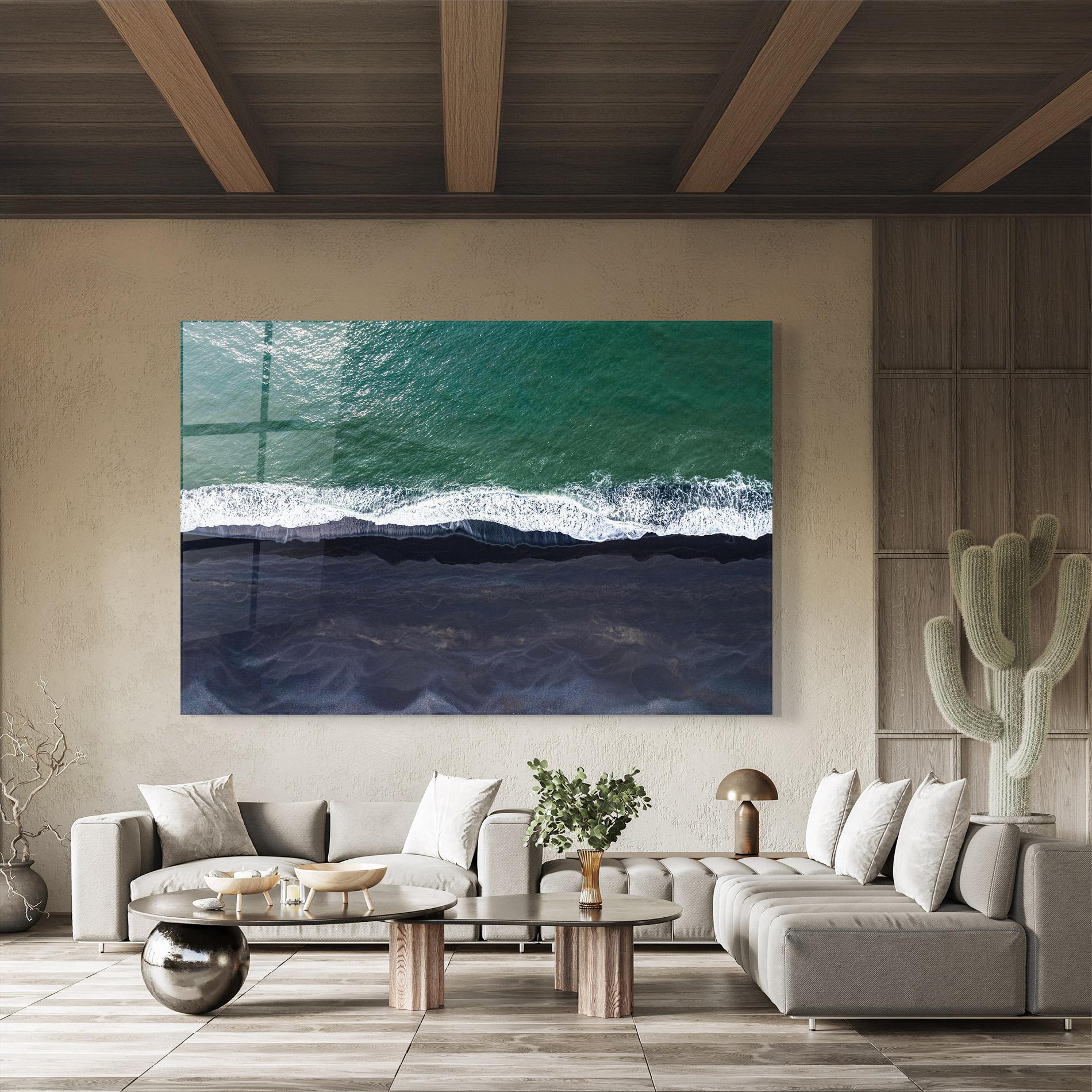 Glasbild Green Blue Beach mockup 8