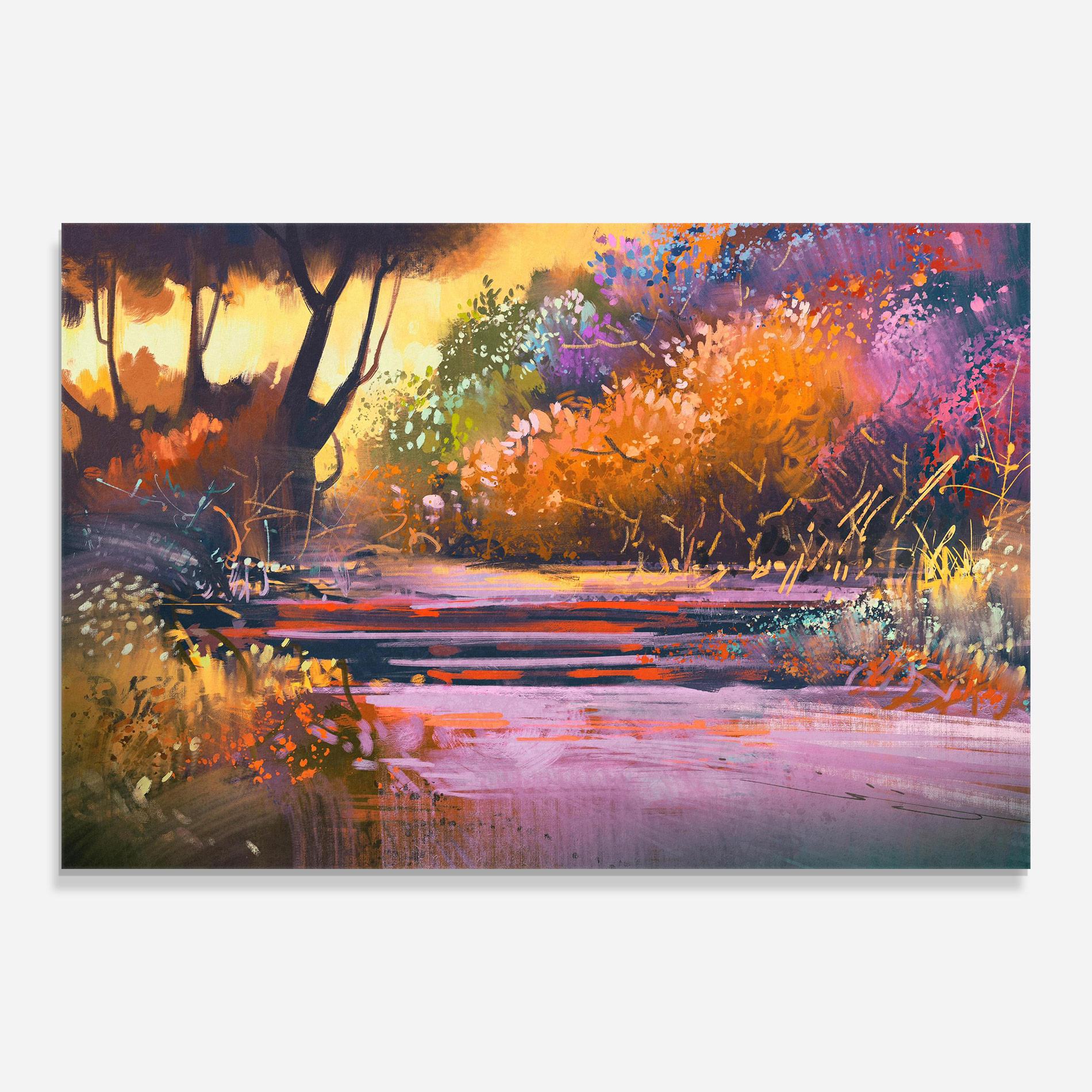 Glasbild Landscape Colorful Trees mockup 0