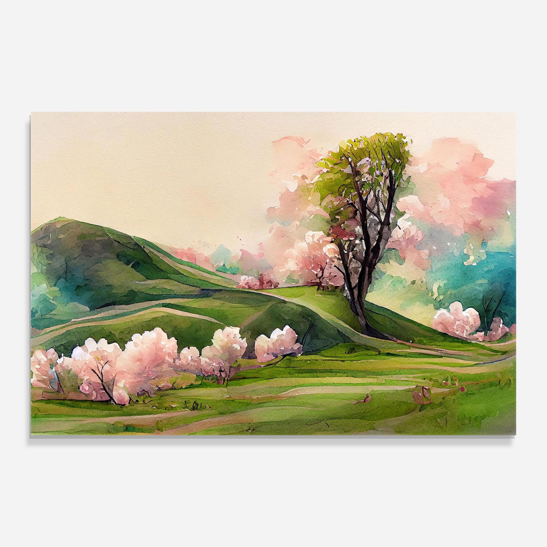 Glasbild Pink Spring Trees mockup 0