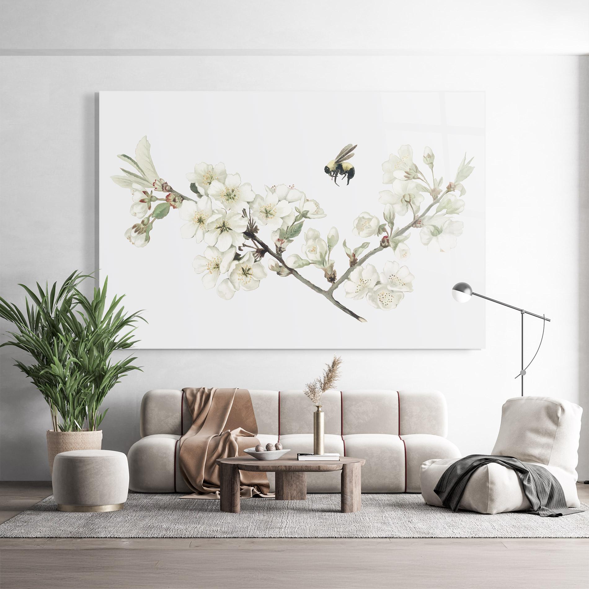 Glasbild Bee Spring Flower mockup 9