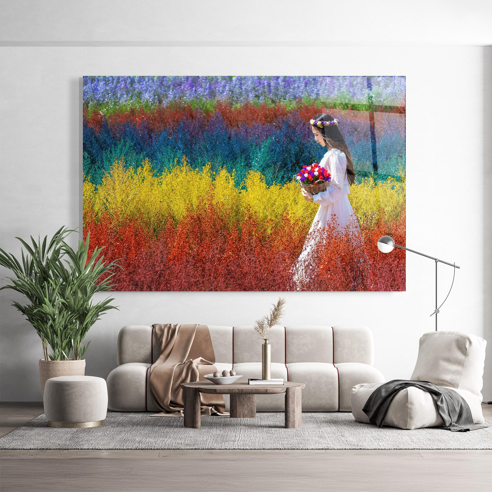 Glasbild Holding Spring Flowers mockup 9