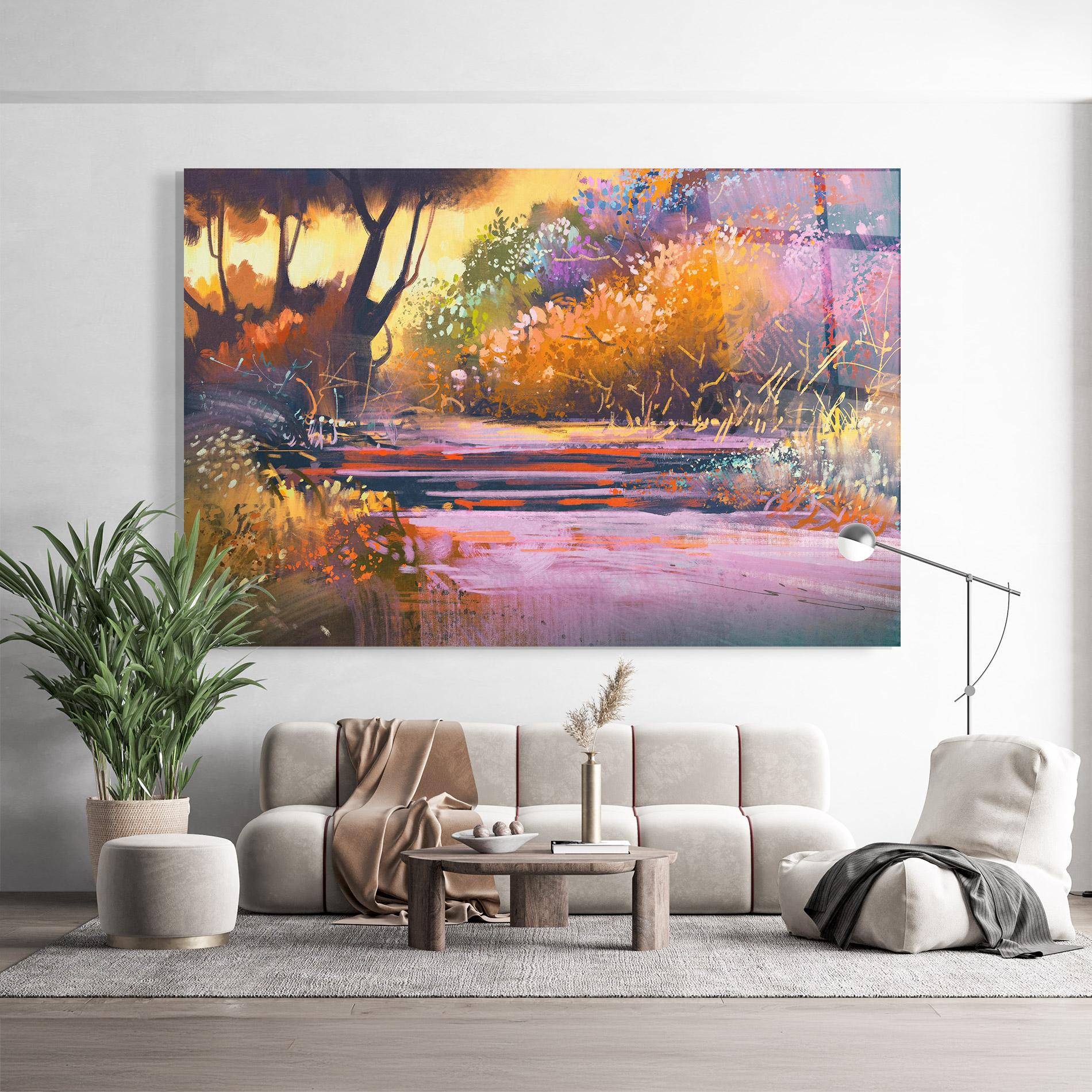 Glasbild Landscape Colorful Trees mockup 9