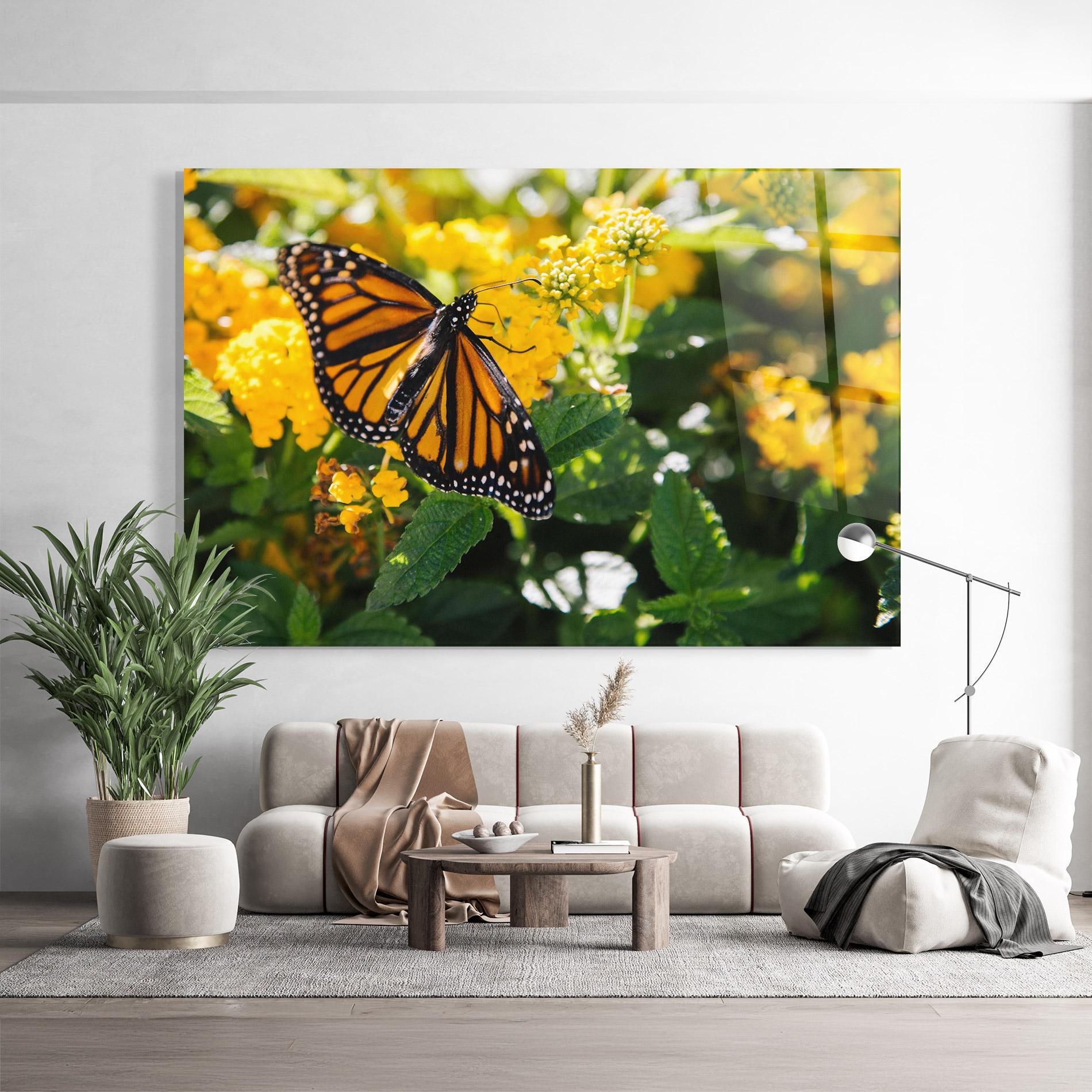 Glasbild Orange Spring Butterfly mockup 9