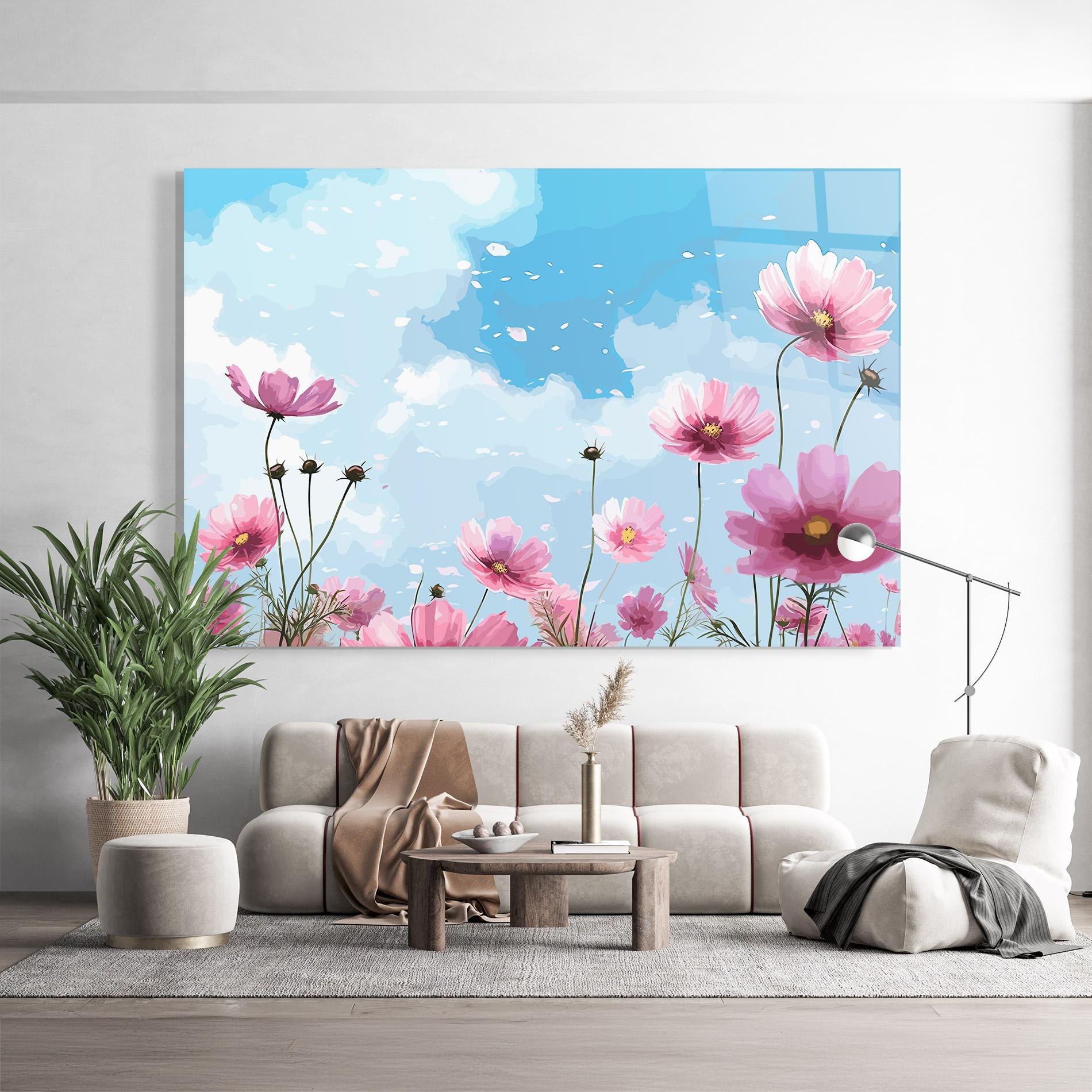 Glasbild Pink Flowers Spring mockup 9