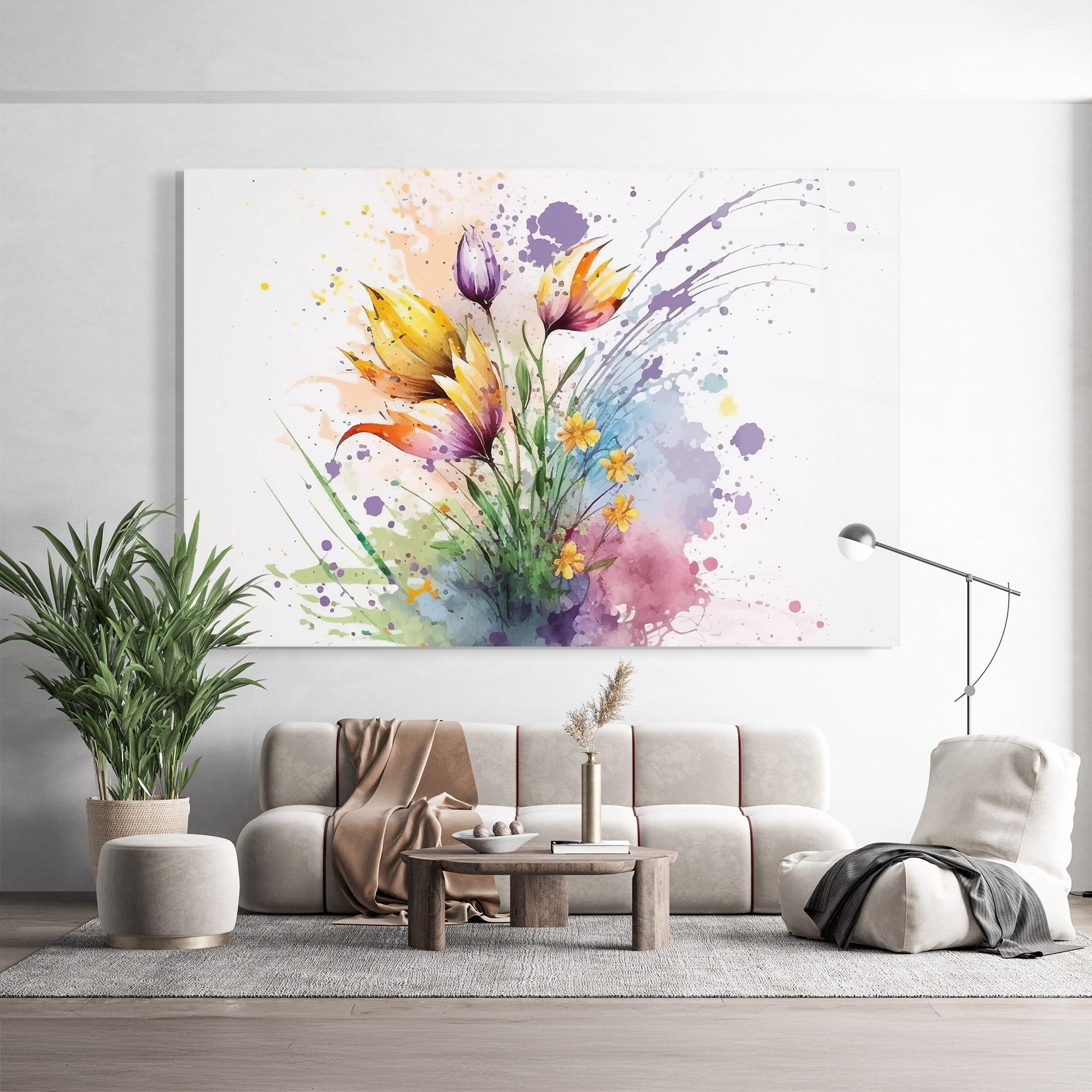 Glasbild Purple Yellow Spring mockup 9