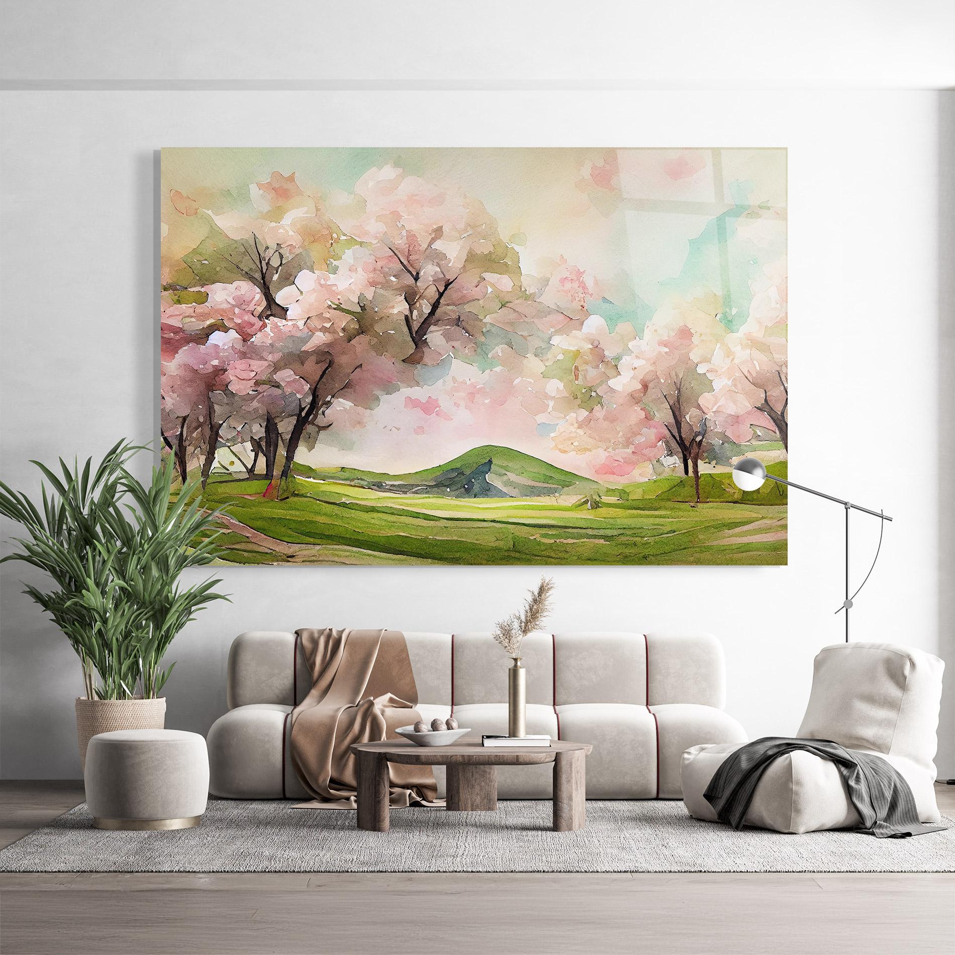 Glasbild Spring Pink Trees mockup 9