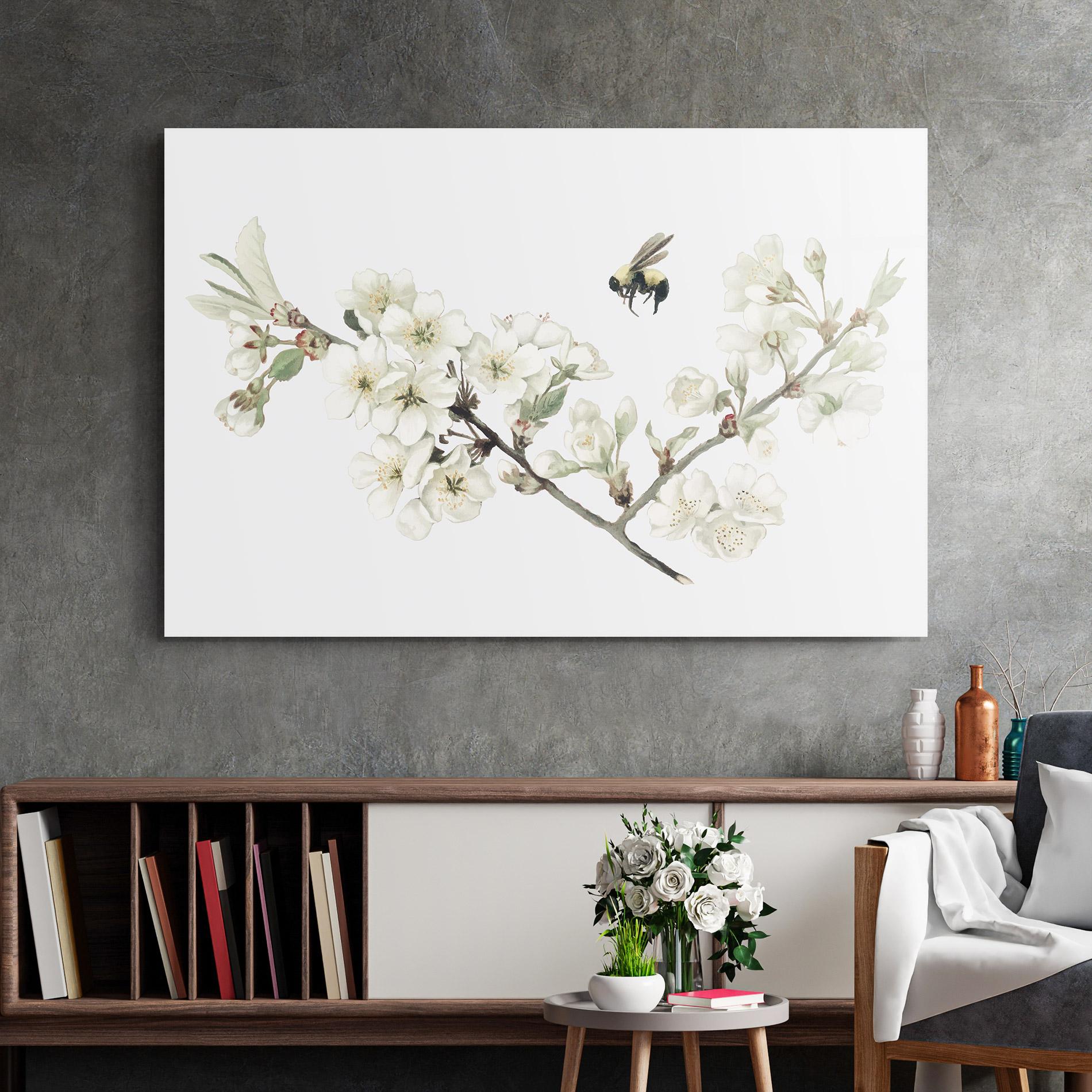 Glasbild Bee Spring Flower mockup 2