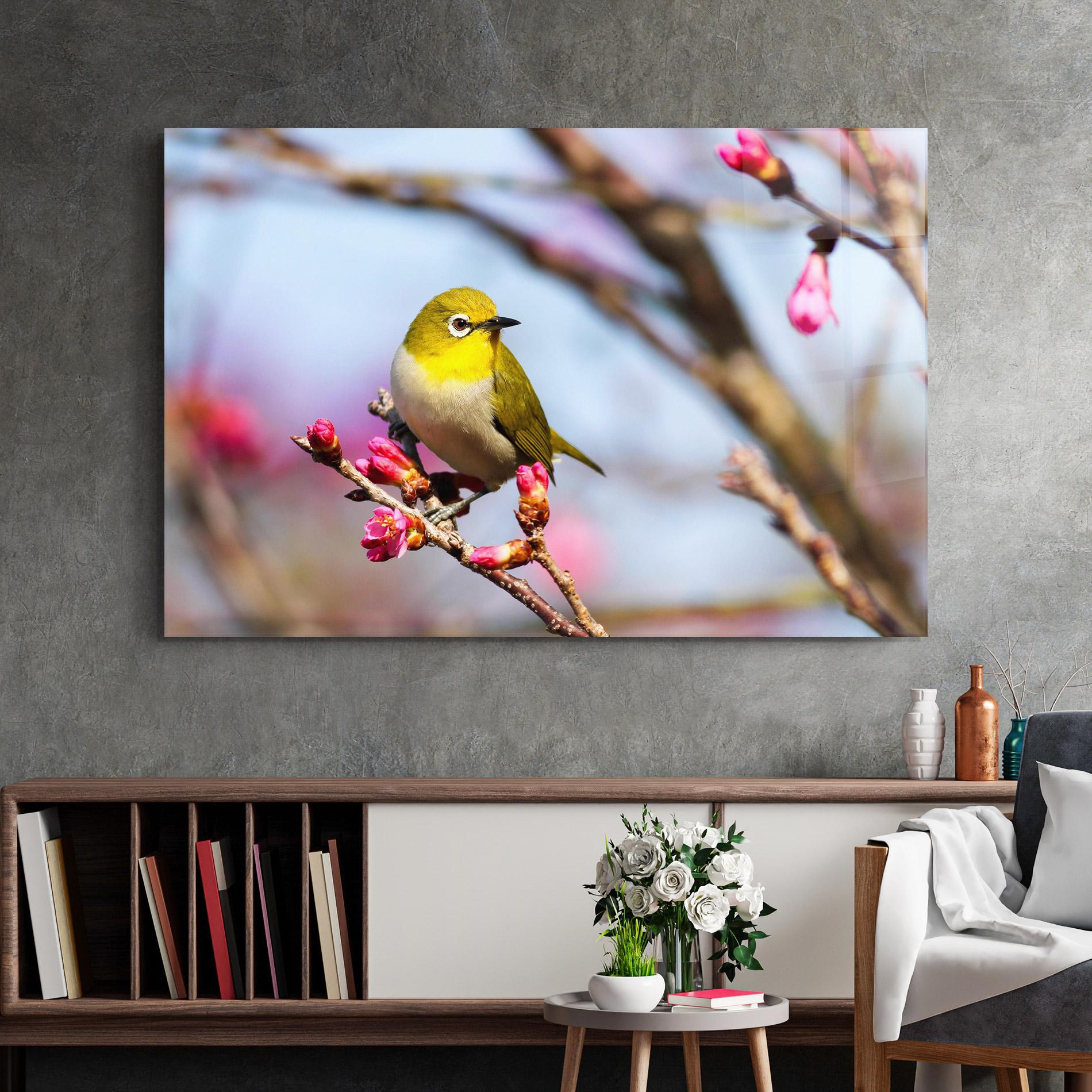 Glasbild Cute Pink Flower Buds mockup 2