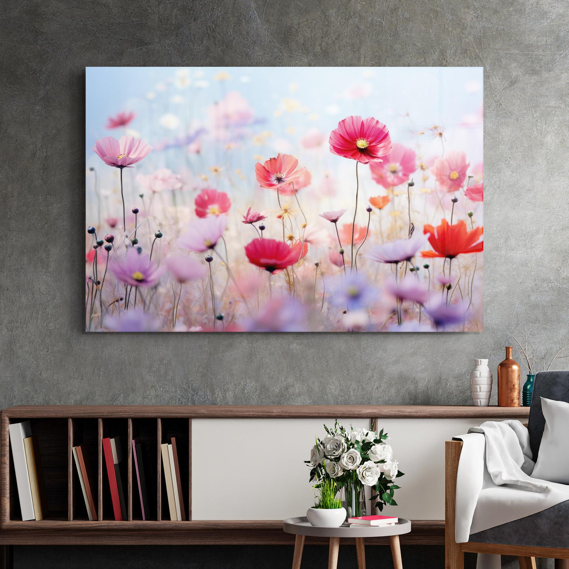 Glasbild Dreamy Sprig Pink Flower mockup 2