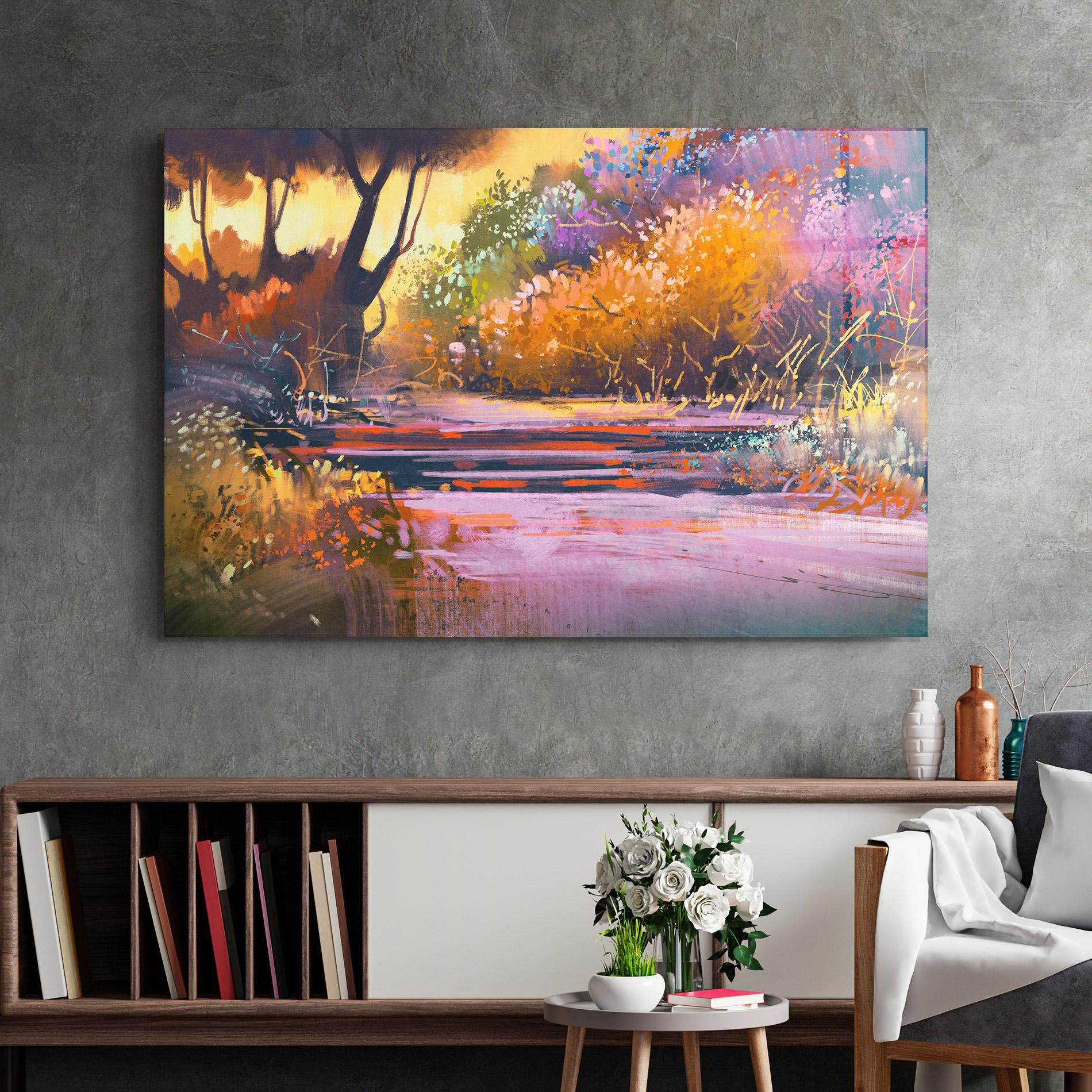 Glasbild Landscape Colorful Trees mockup 2