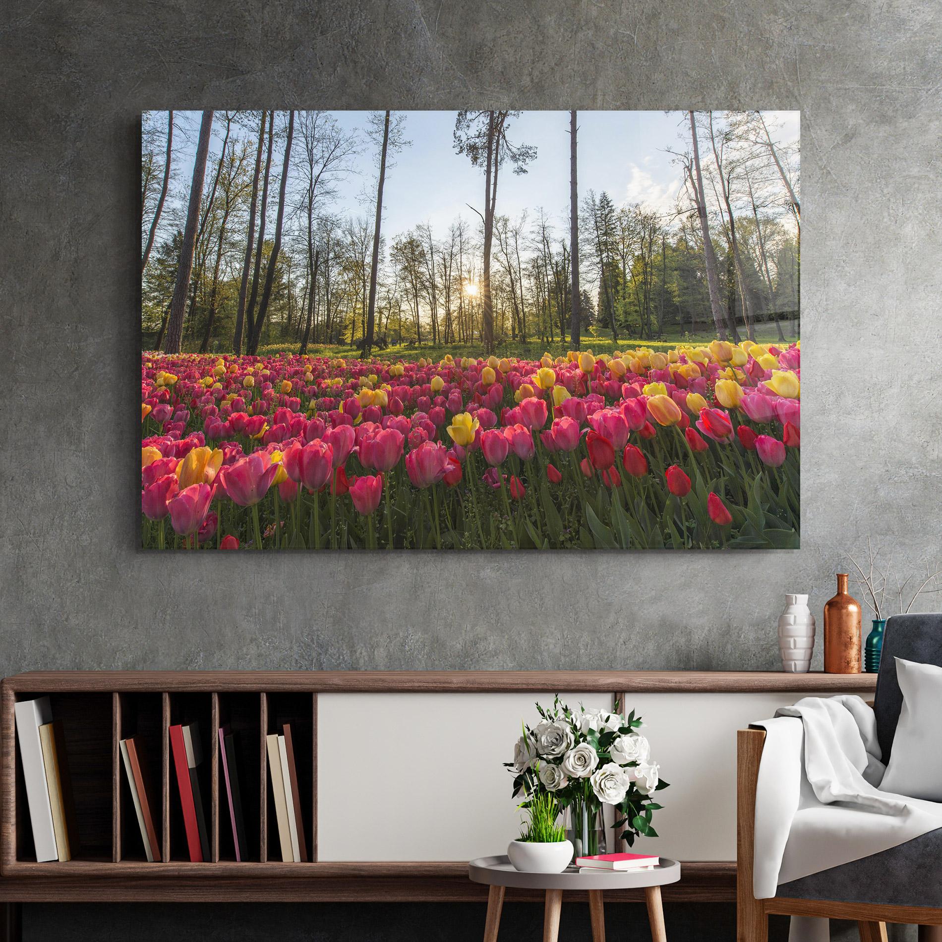 Glasbild Pretty Spring Flowers mockup 2