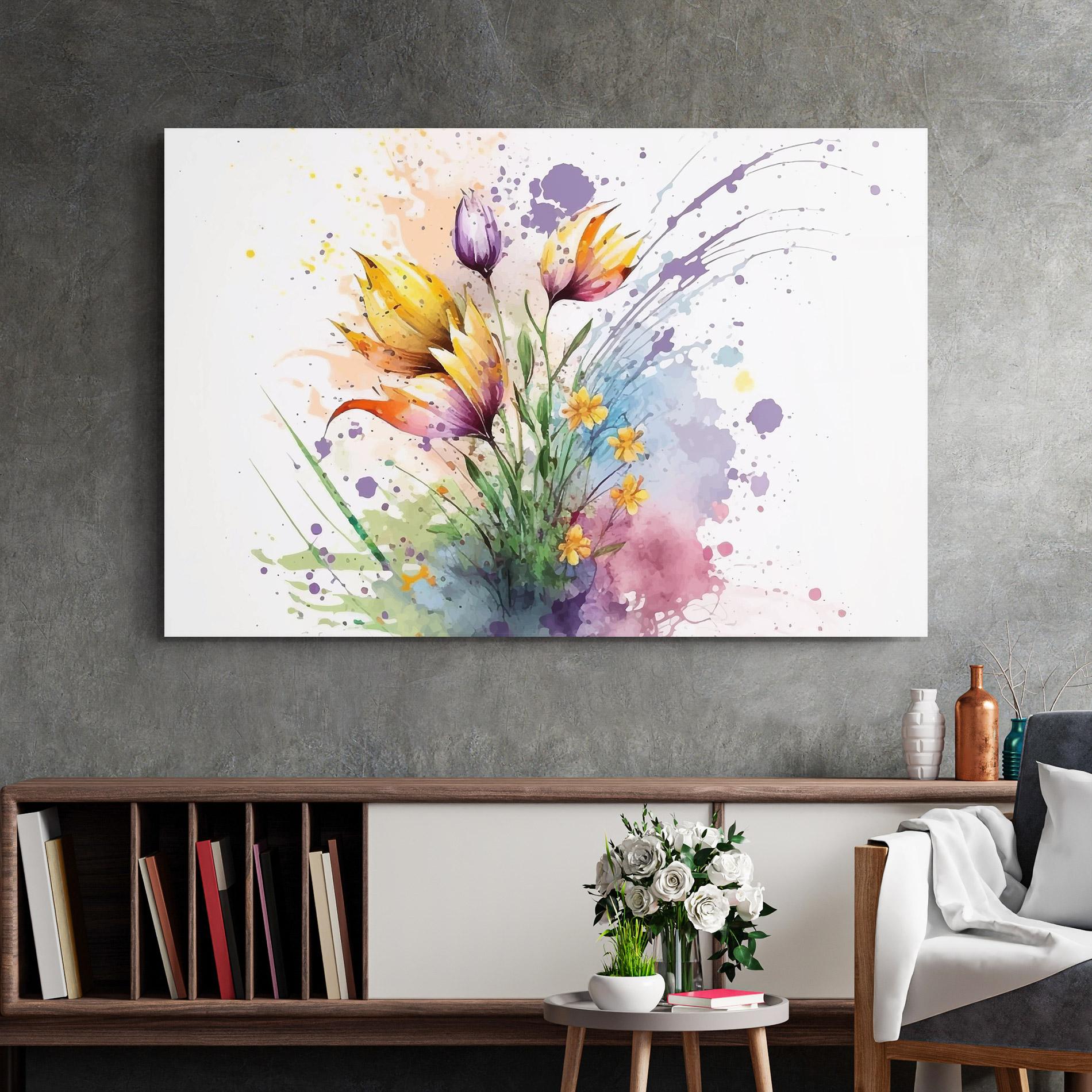 Glasbild Purple Yellow Spring mockup 2