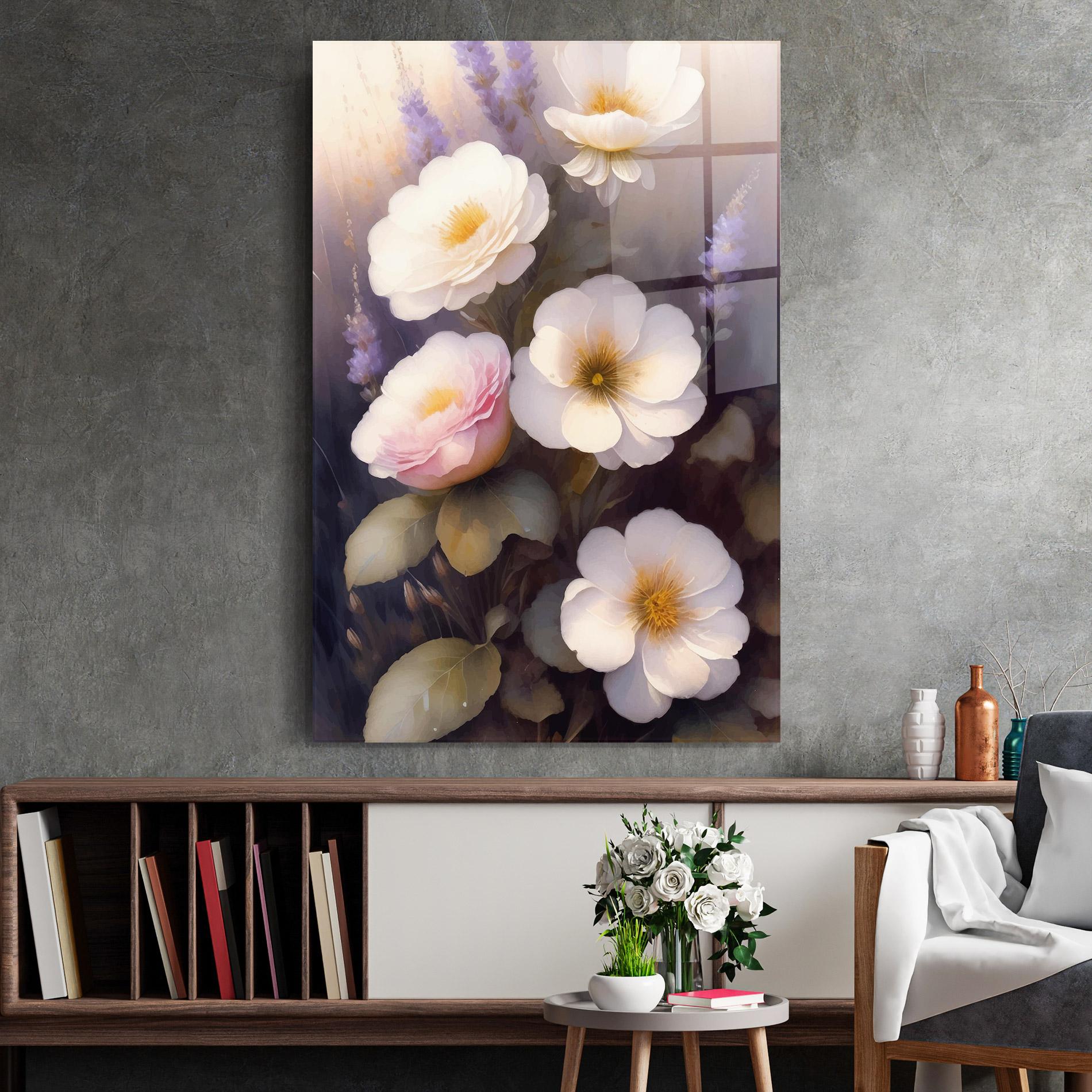 Glasbild Cream Flower Spring mockup 2