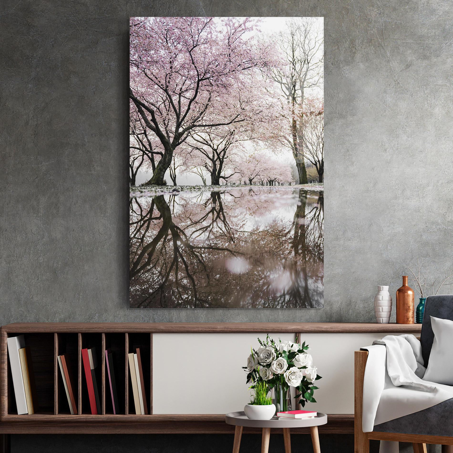 Glasbild Pretty Pink Spring Tree mockup 2