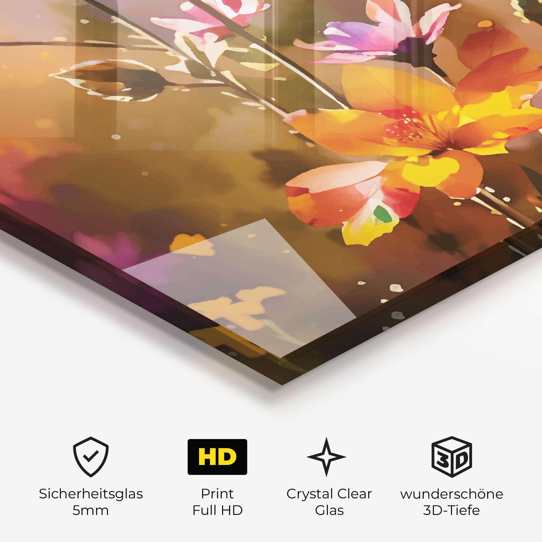 Glasbild Orange Pink Spring mockup 3