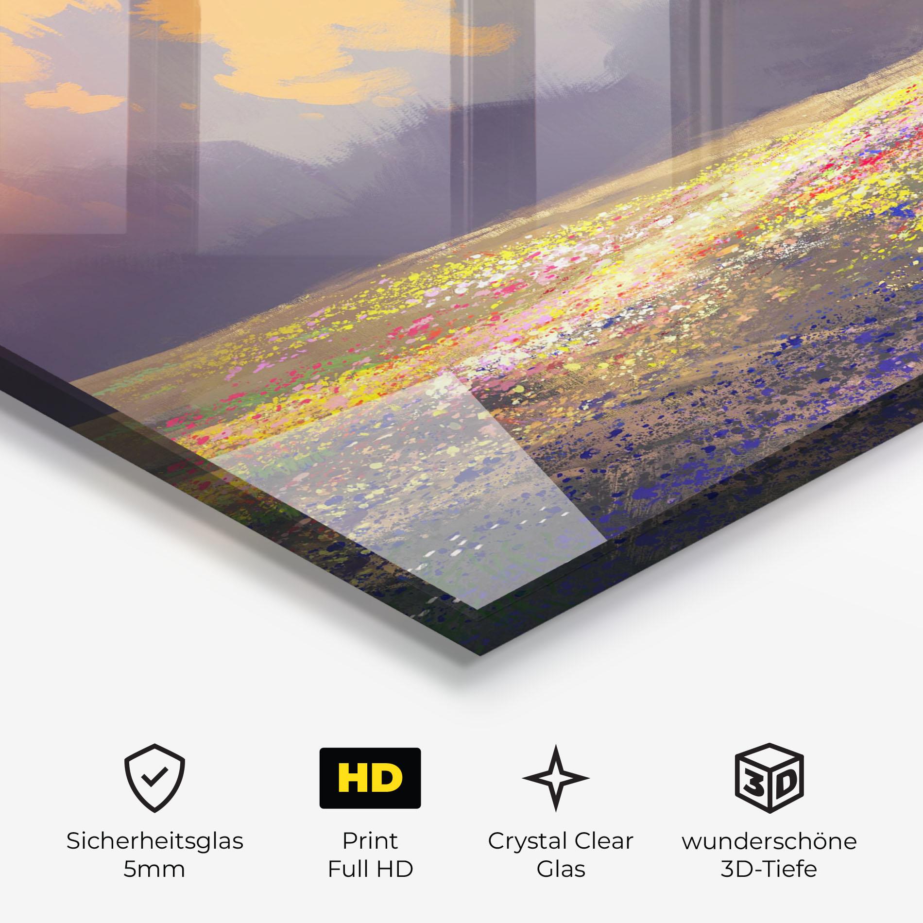 Glasbild Pretty Spring Field mockup 3