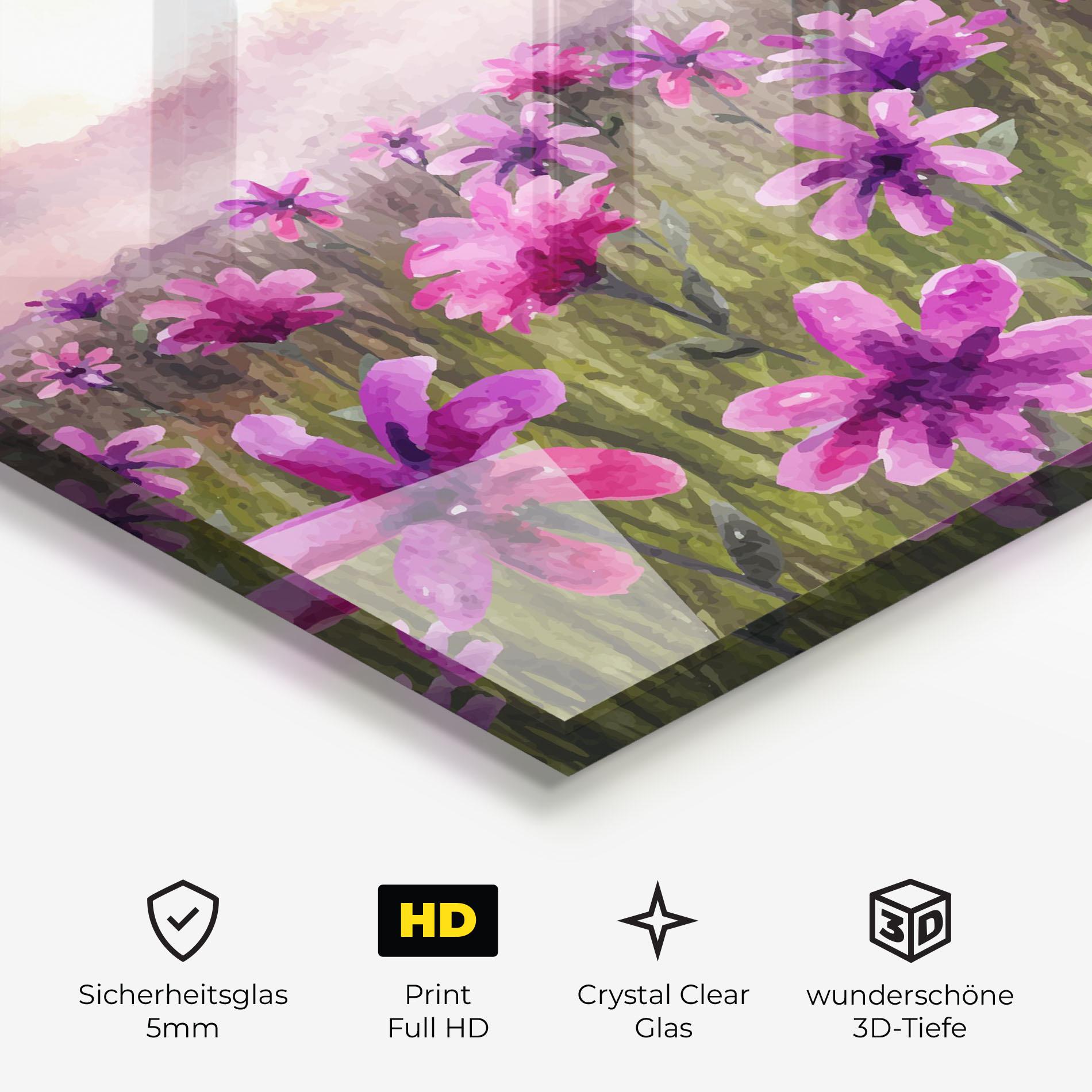 Glasbild Purple Flower Spring mockup 3